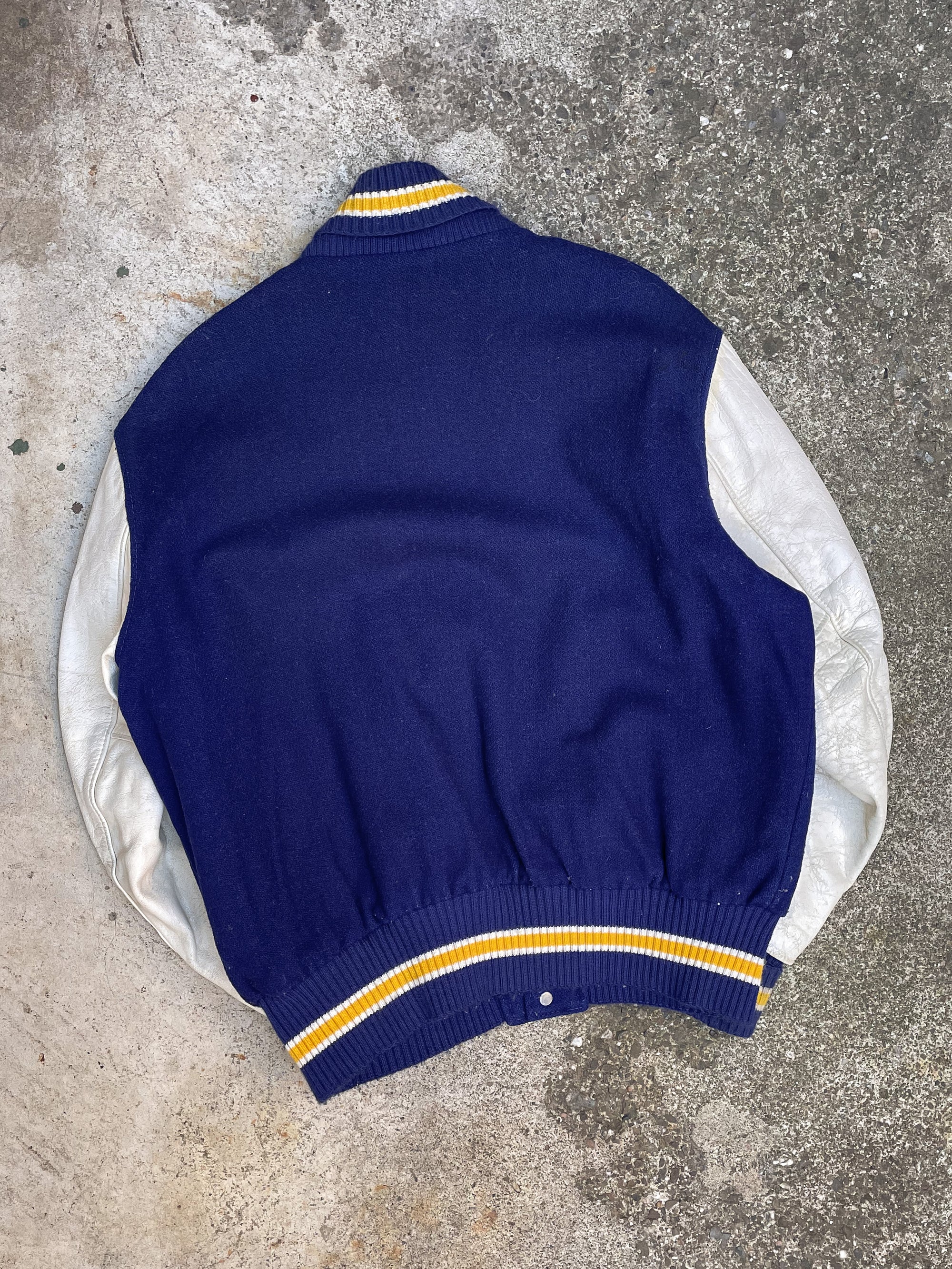 1980s/90s Royal Blue “W” Leather Varsity Letterman Jacket