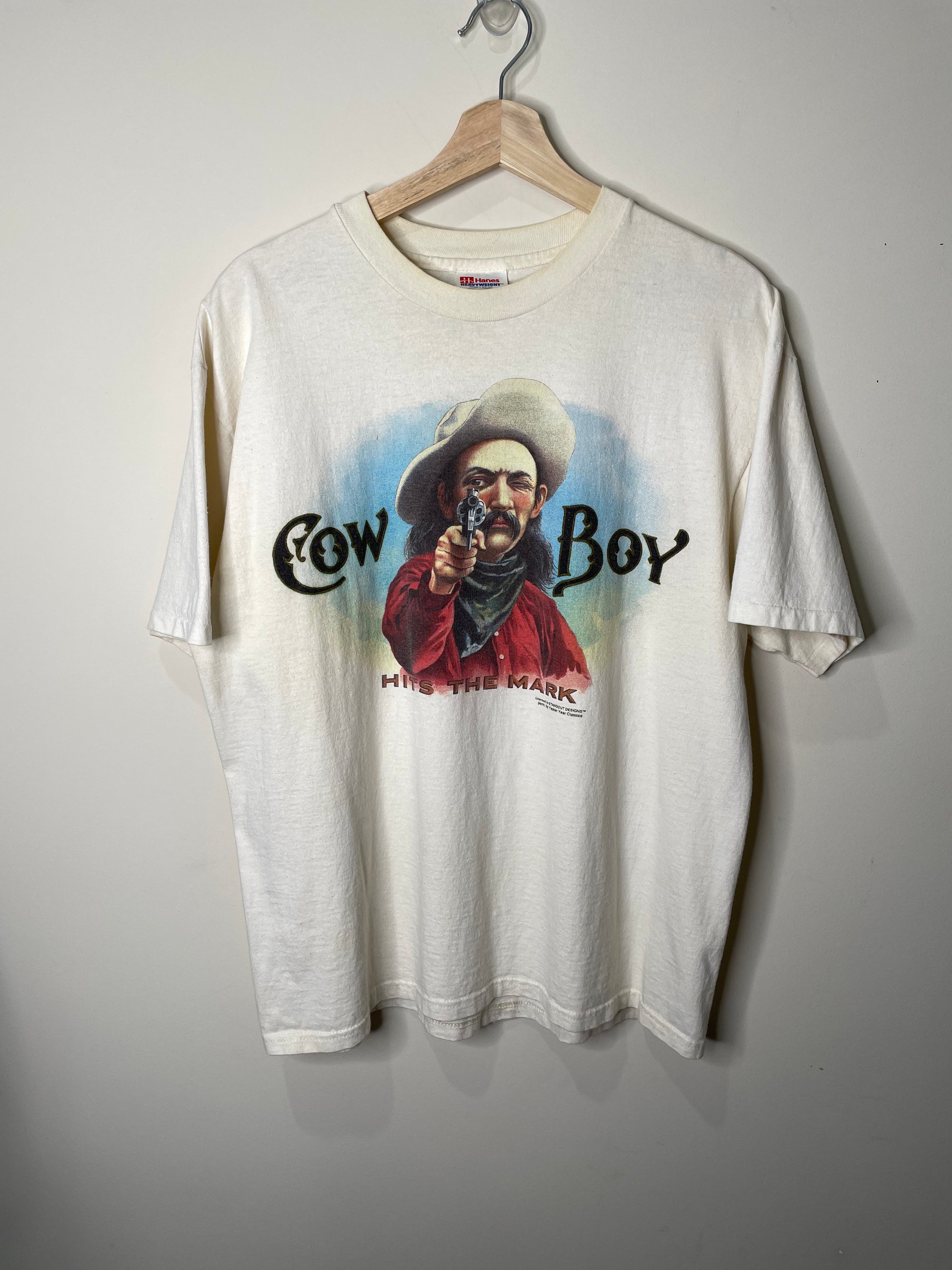 1990s “Cowboy Hits The Mark” Single Stitched Tee (L)