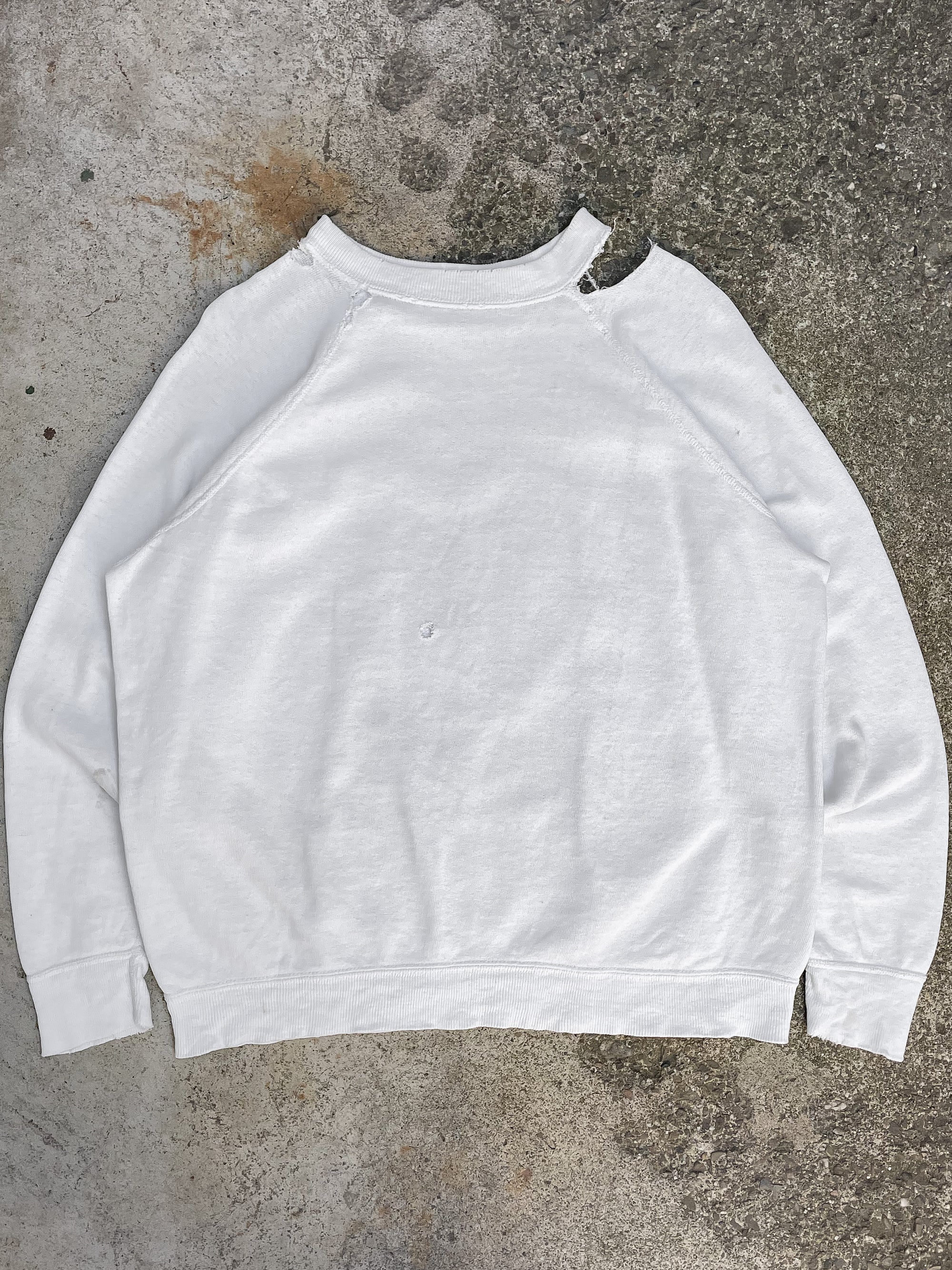1960s Distressed White Raglan Sweatshirt