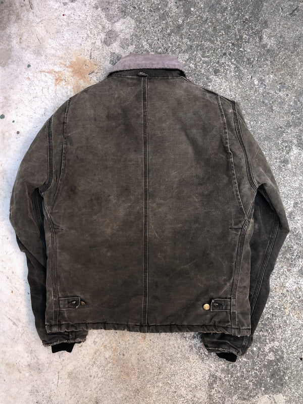 1990s Carhartt Sun Faded Black Quilted Arctic Jacket (M)