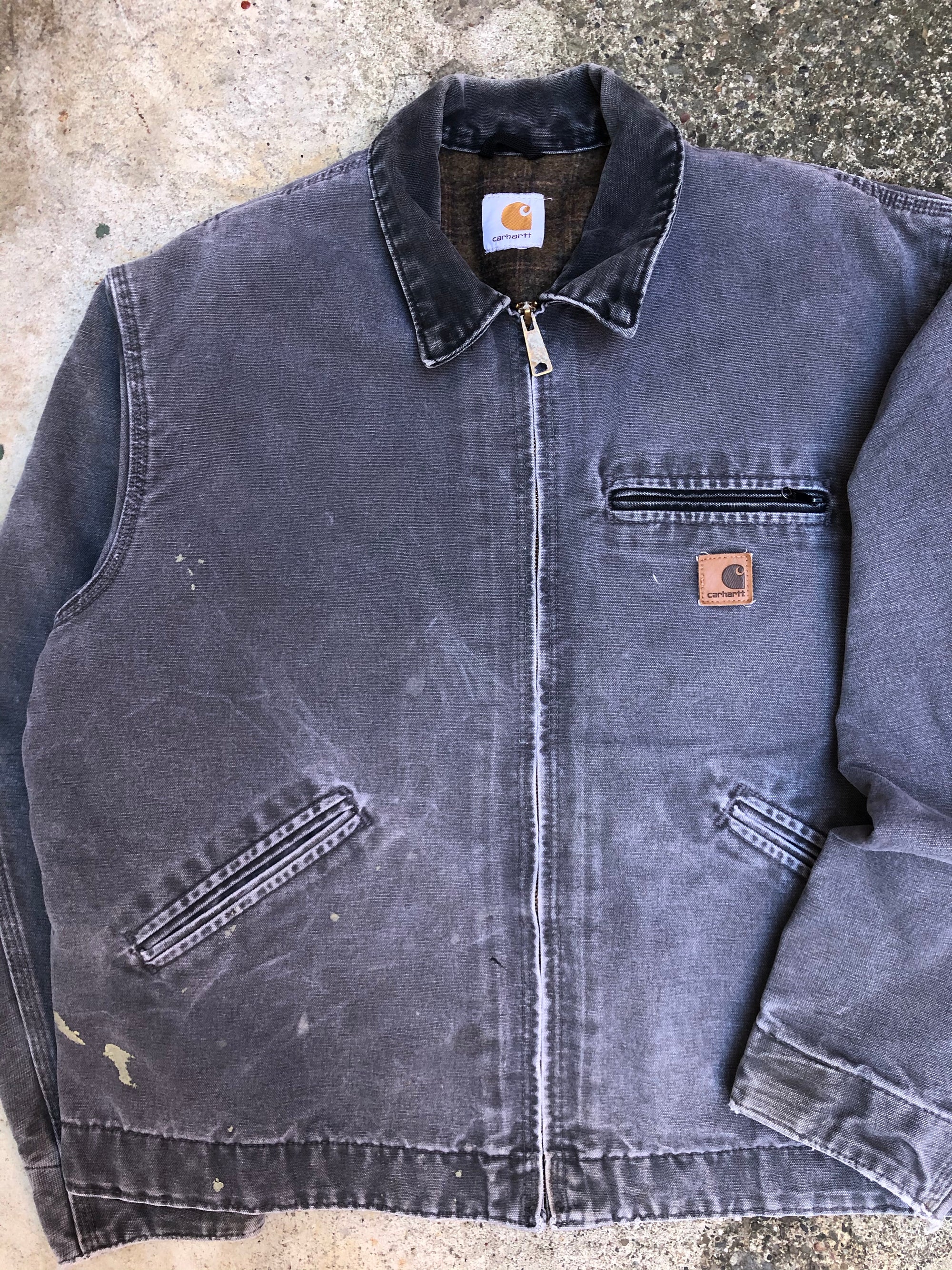 1990s Carhartt Faded Gravel Grey Lined Work Jacket (XL)