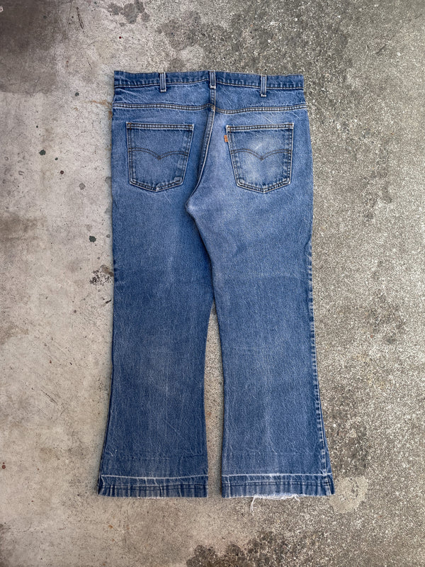 1970s Orange Tab Levis Worn In Blue 646 (36X27)