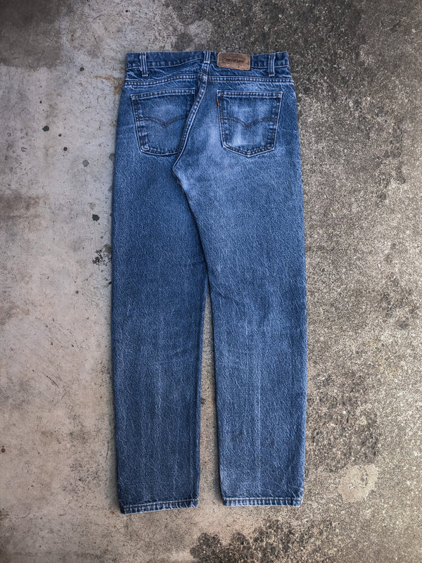 1980s Orange Tab Levis Repaired Worn In Blue 505 (30X30)