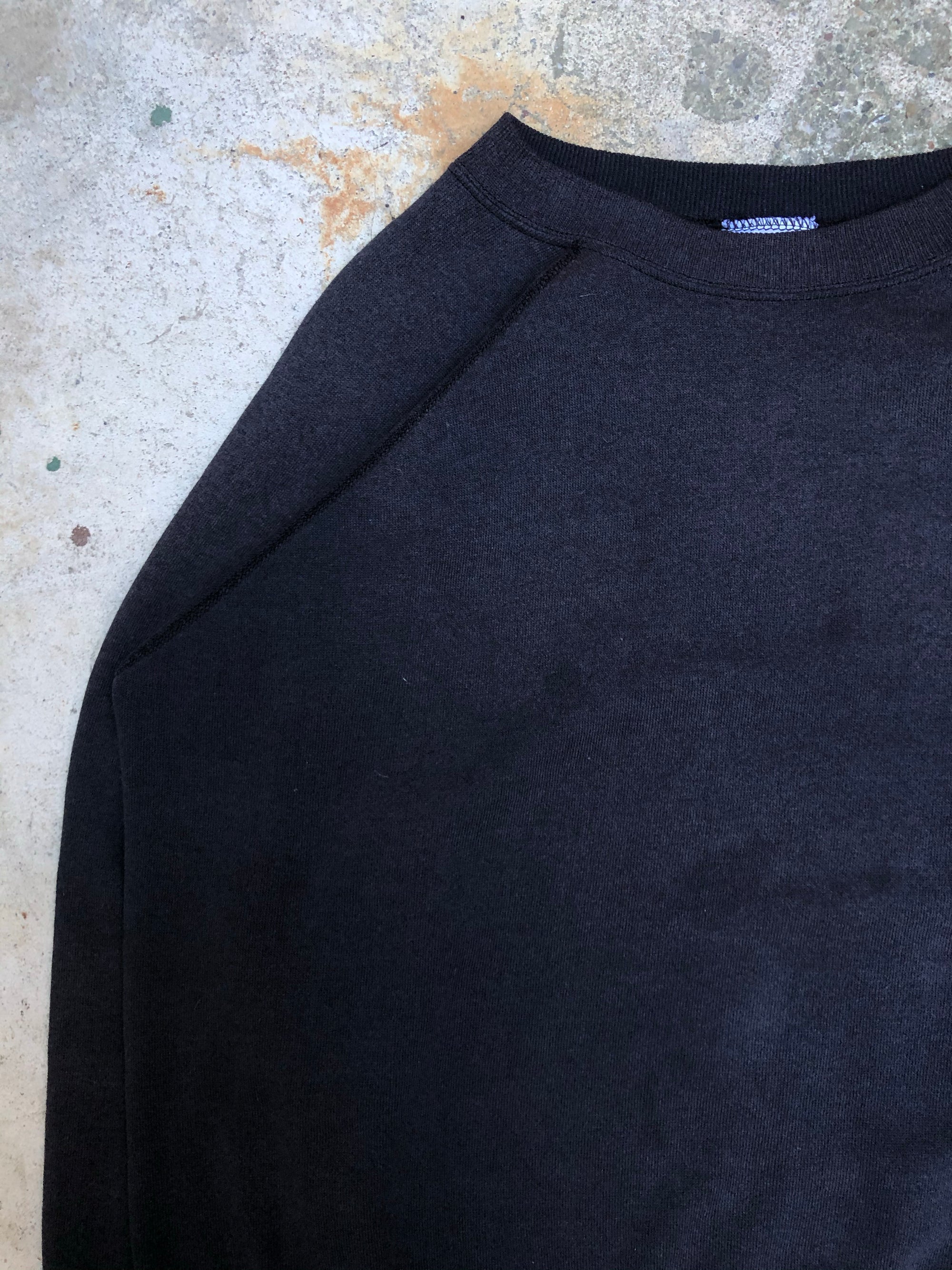 1990s Faded Black Blank Raglan Sweatshirt