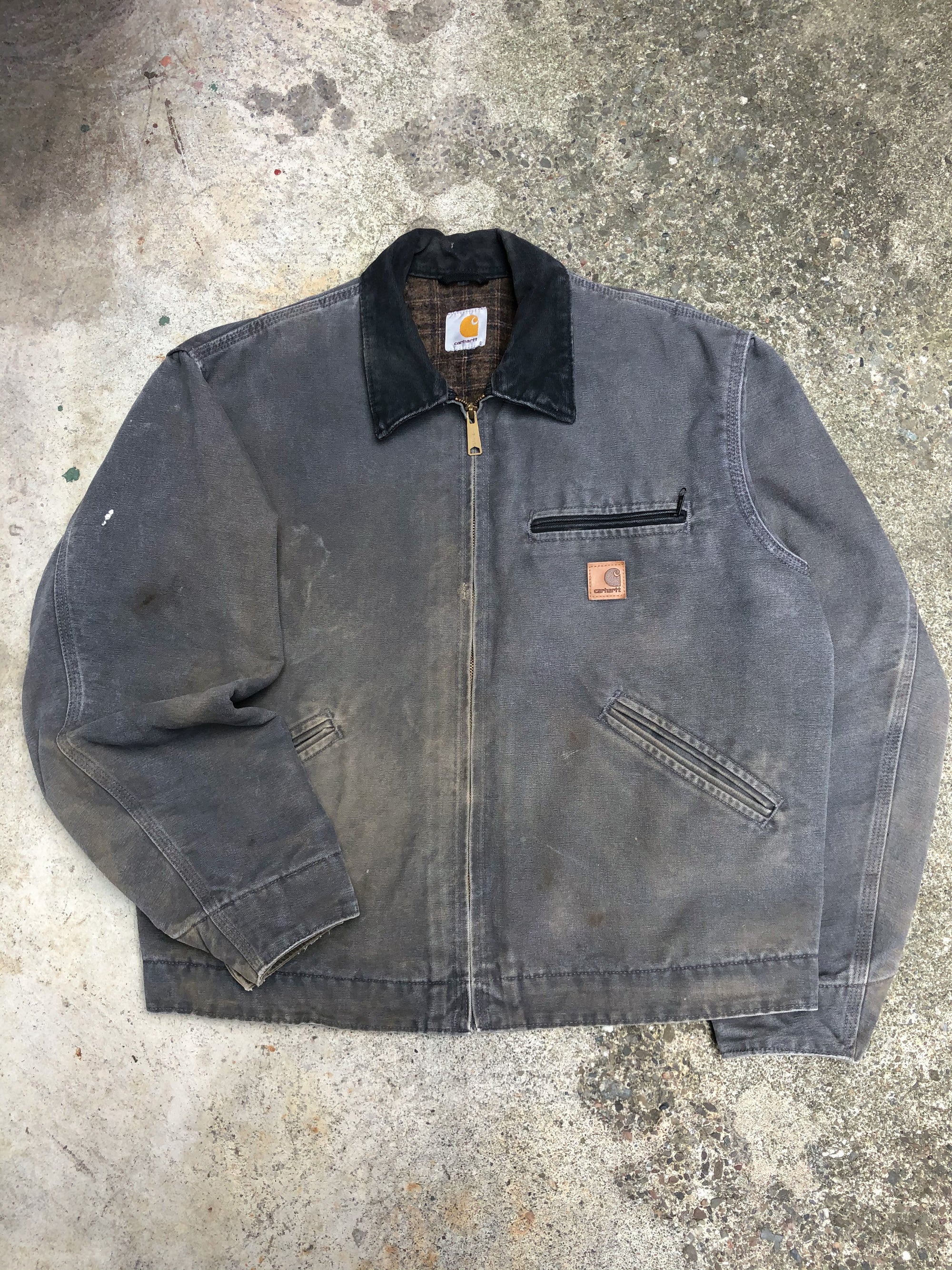 1990s Carhartt Dusty Gravel Grey Lined Work Jacket (L)