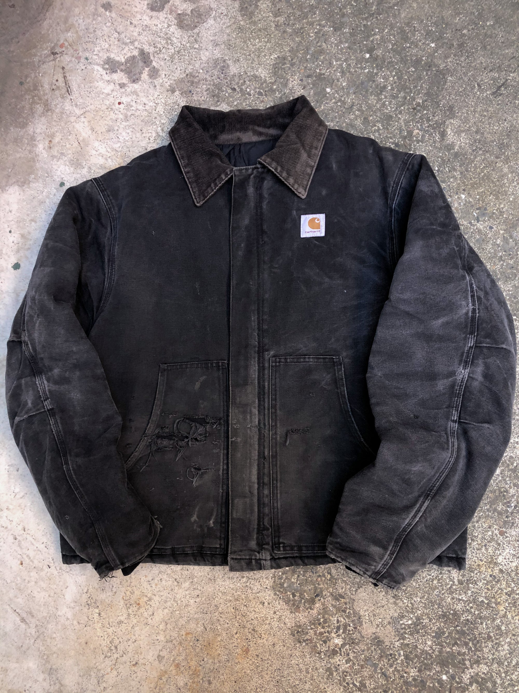 1990s Carhartt Faded Black Quilted Arctic Jacket (XL)