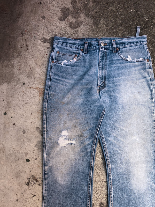 1990s Levis Distressed Faded Blue 517 Removed Pocket (33X34)