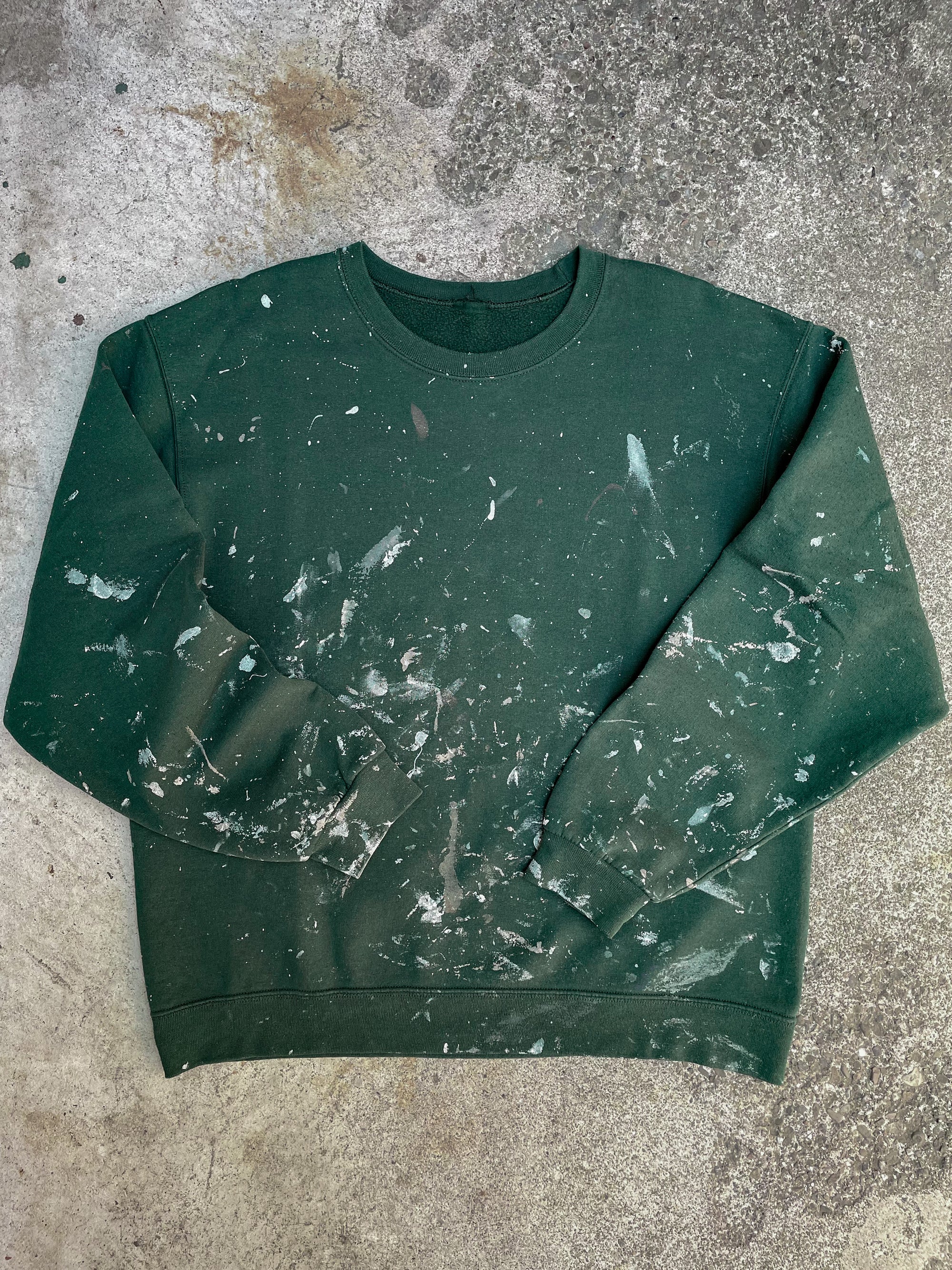 1990s Painted Faded Forest Green Blank Sweatshirt