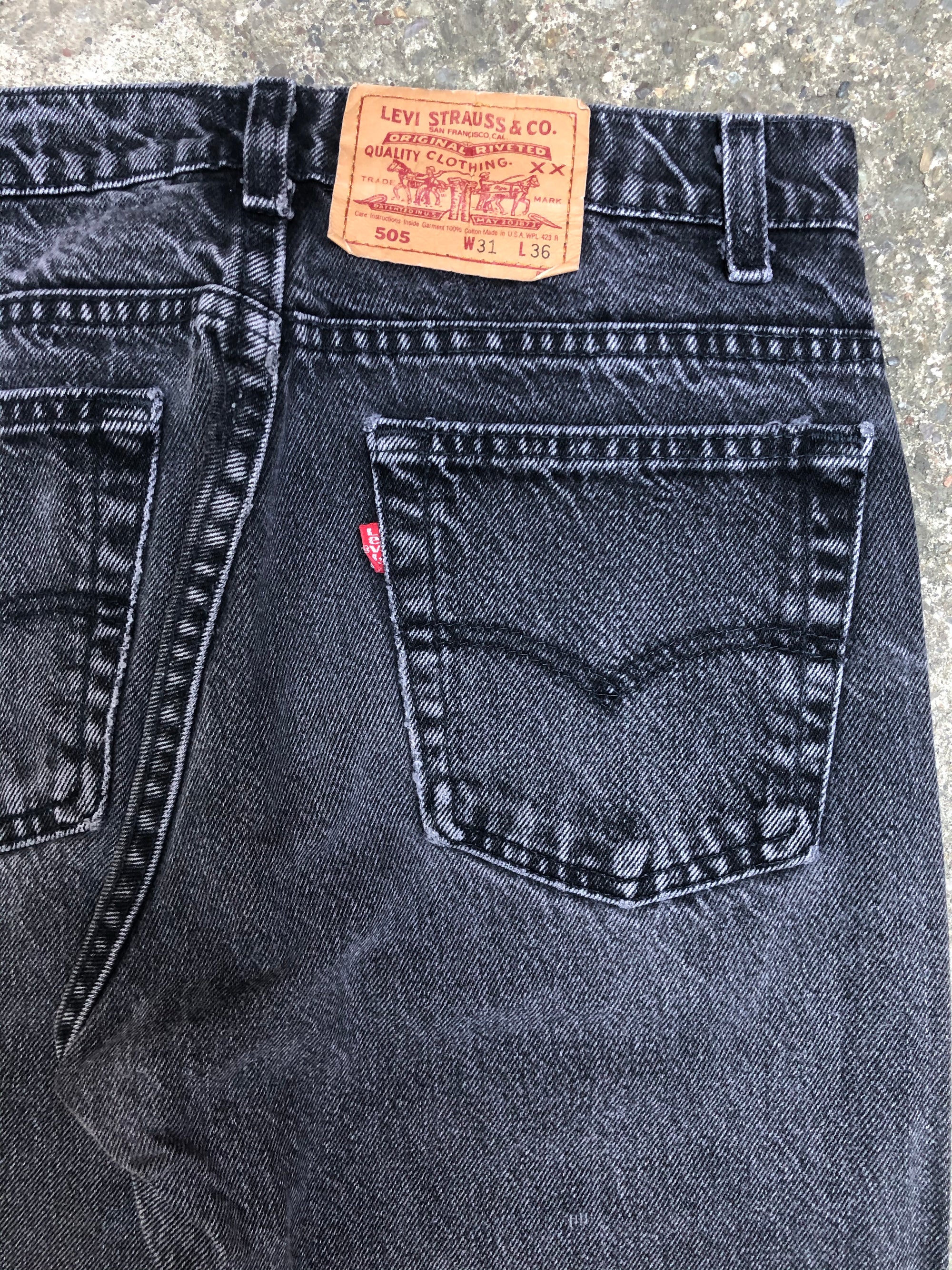 1990s Levis 505 Faded Black Released Hem (30X28)