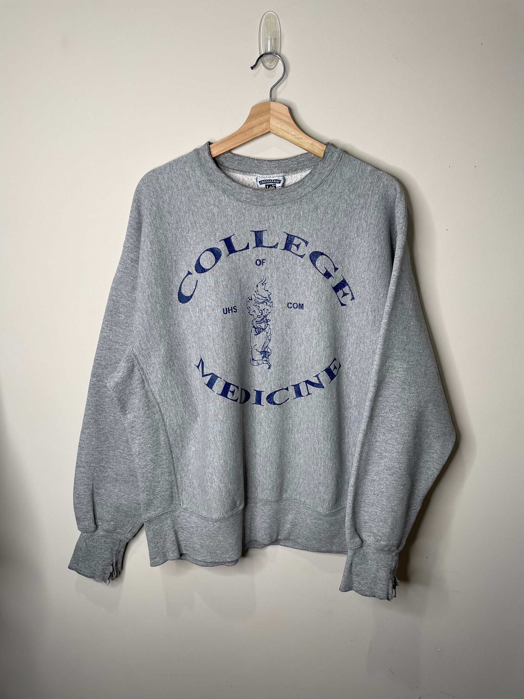 1990s “College of Medicine” Distressed Weave Sweatshirt (XL)