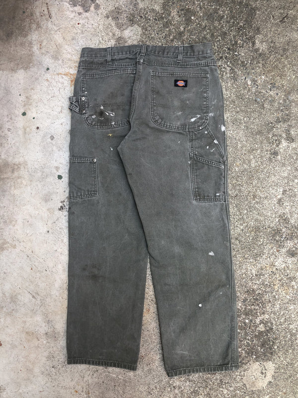 Vintage Dickies Painted Faded Green Work Pants (33X28)