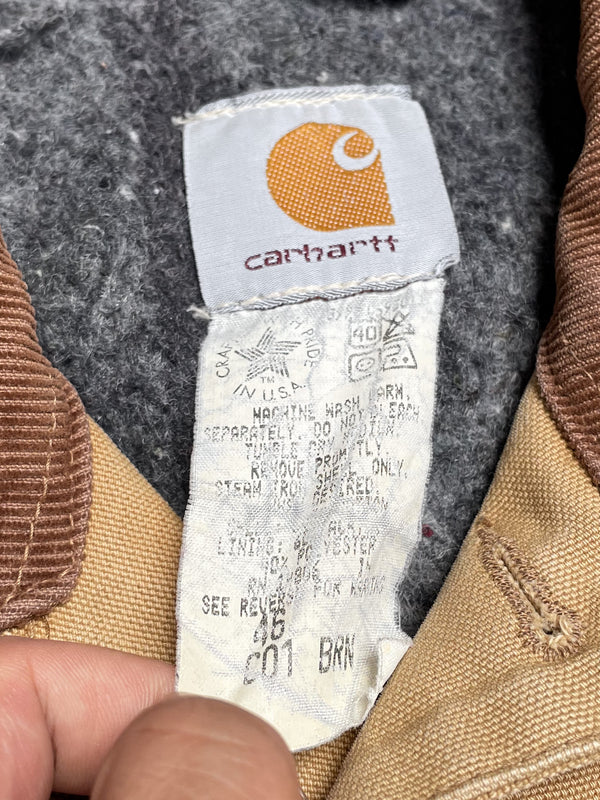 1990s Carhartt Faded Tan Lined Chore Jacket (L)