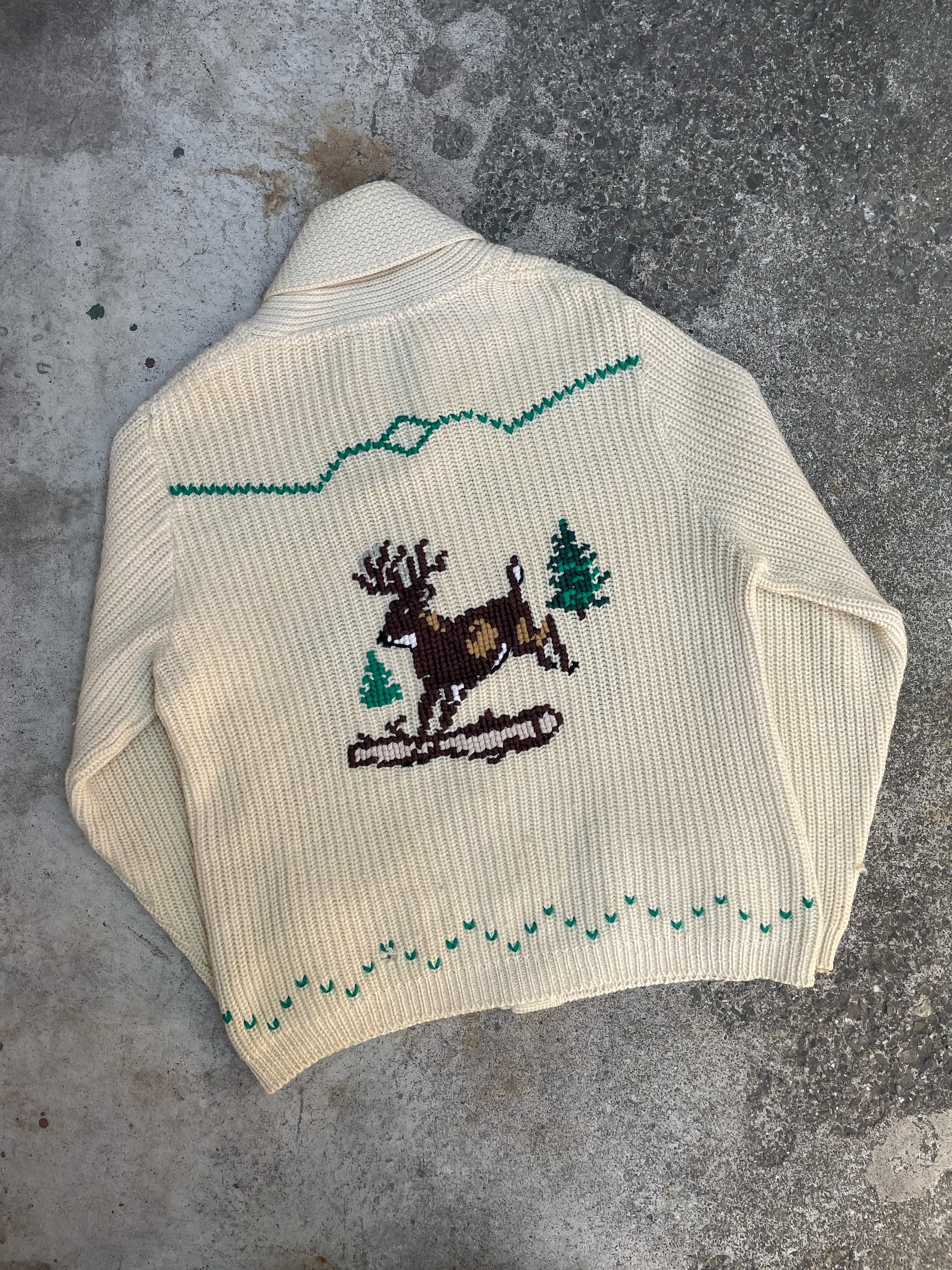 1970s “Stag” Knit Cowichan Cardigan