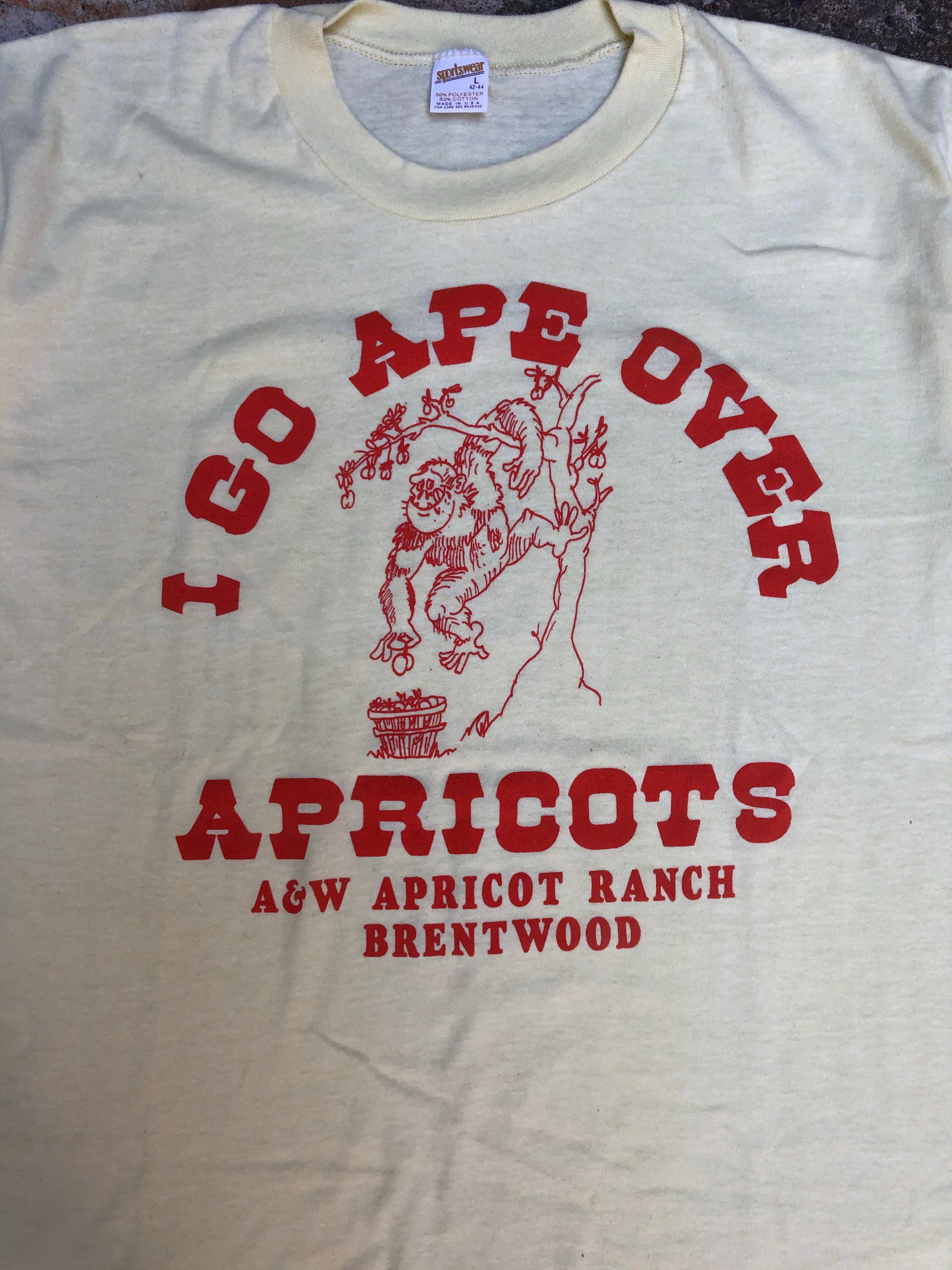 1980s Single Stitched “I Go Ape Over Apricots” Tee