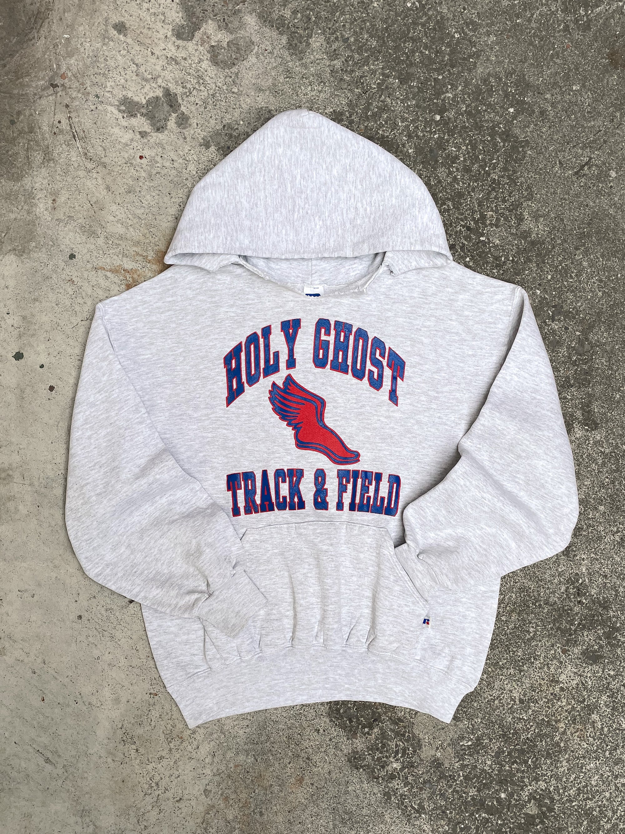 1990s Russell “Holy Ghost Track” Distressed Hoodie (L)