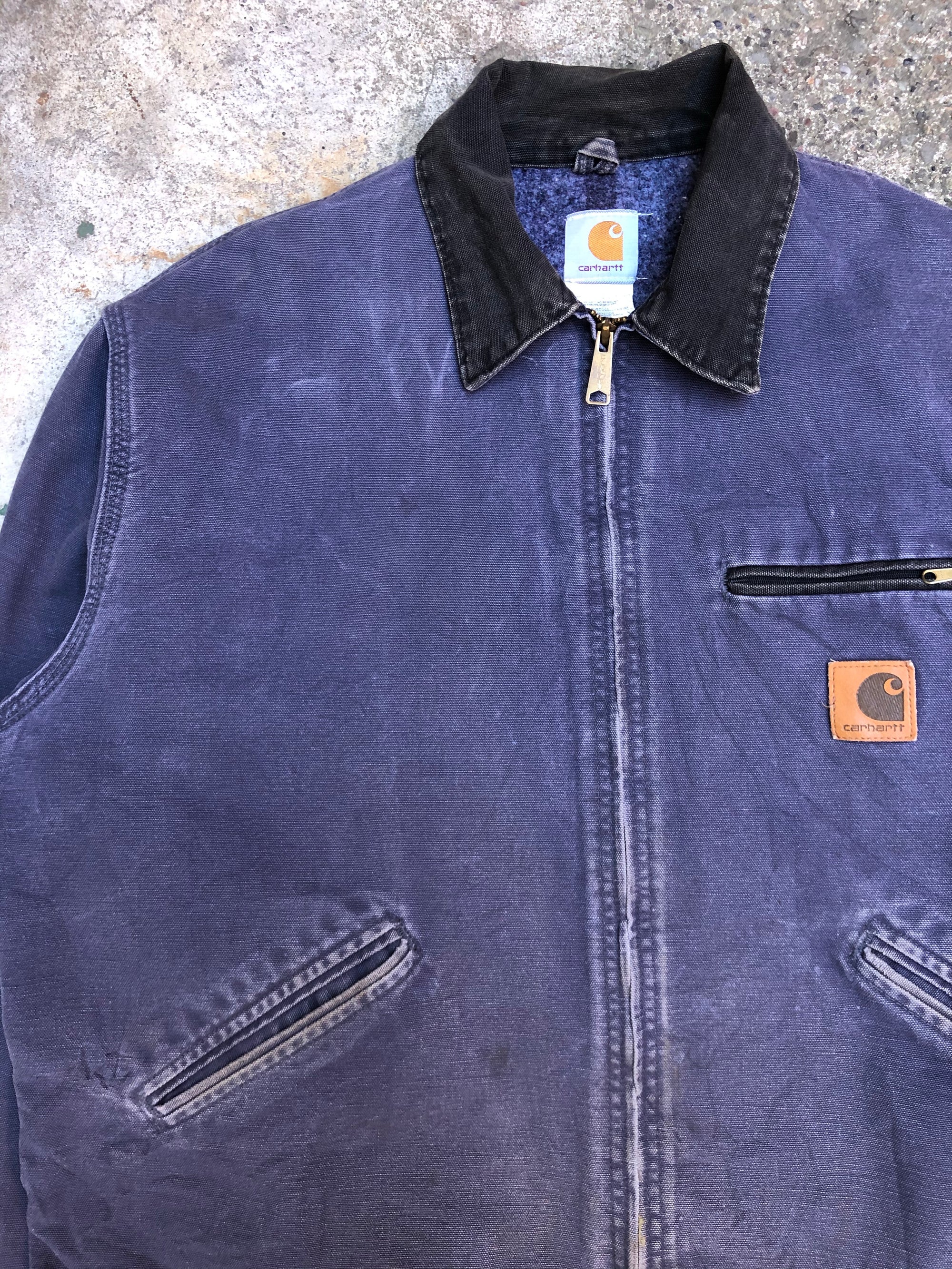 1990s Carhartt Faded Petrol Blue Lined Work Jacket (XL)