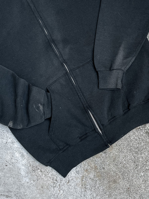 1990s Sun Faded Black Blank Zip Up Hoodie