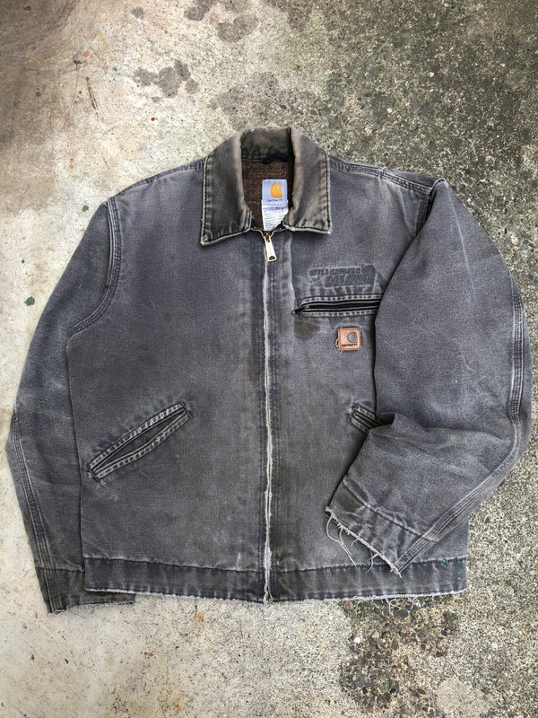 1990s Carhartt Faded Gravel Grey Lined Work Jacket (M)