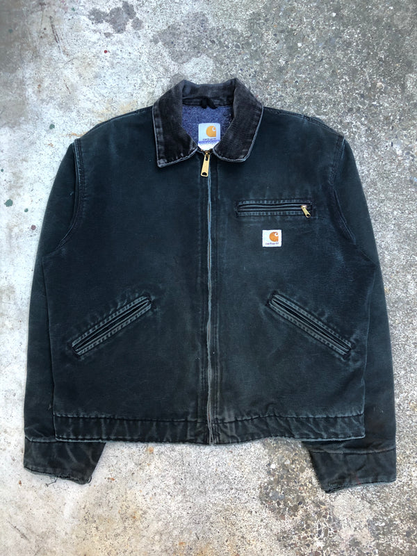 1990s Carhartt Faded Black Lined Work Jacket