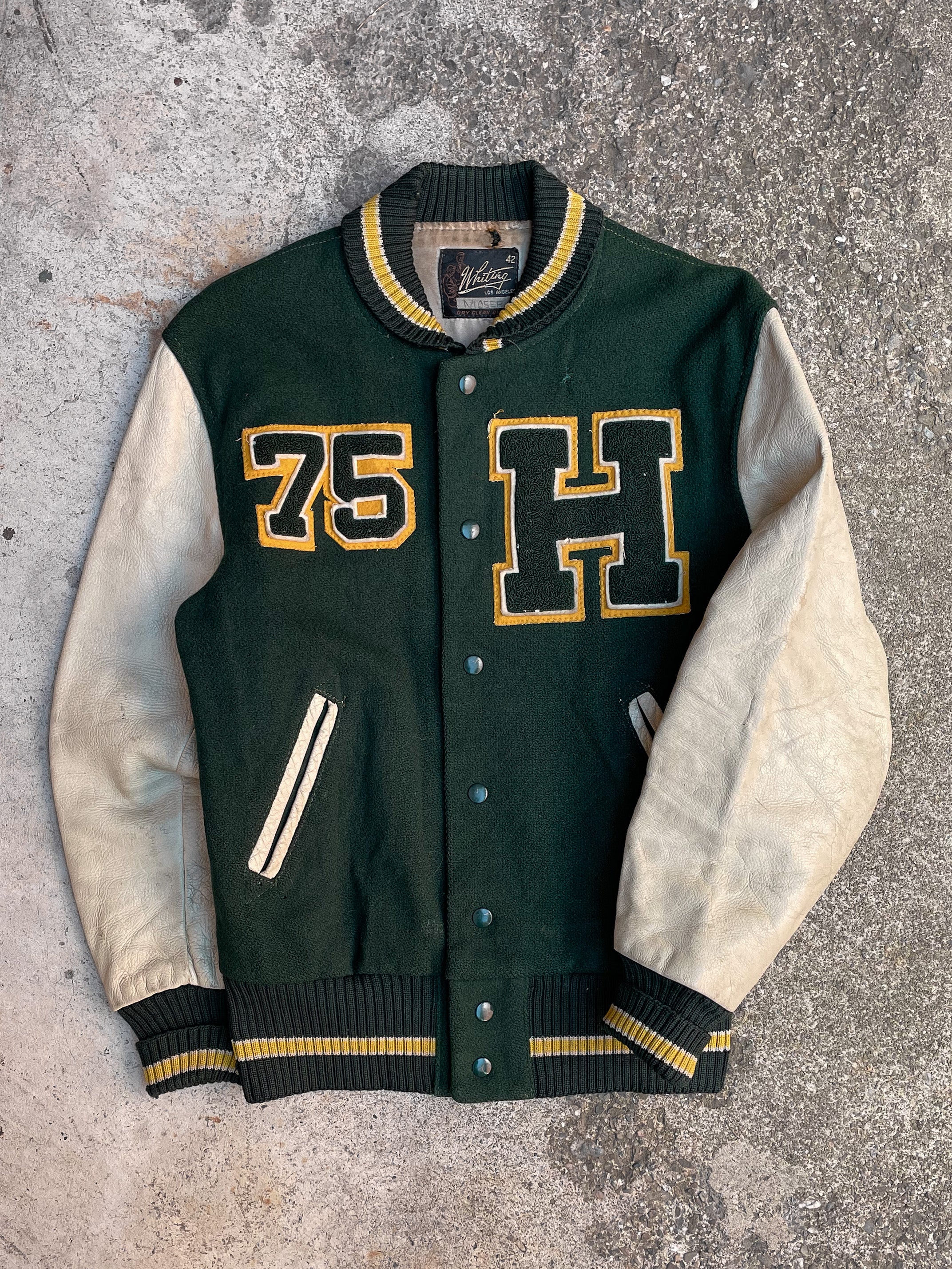 1970s H Green Varsity Jacket S