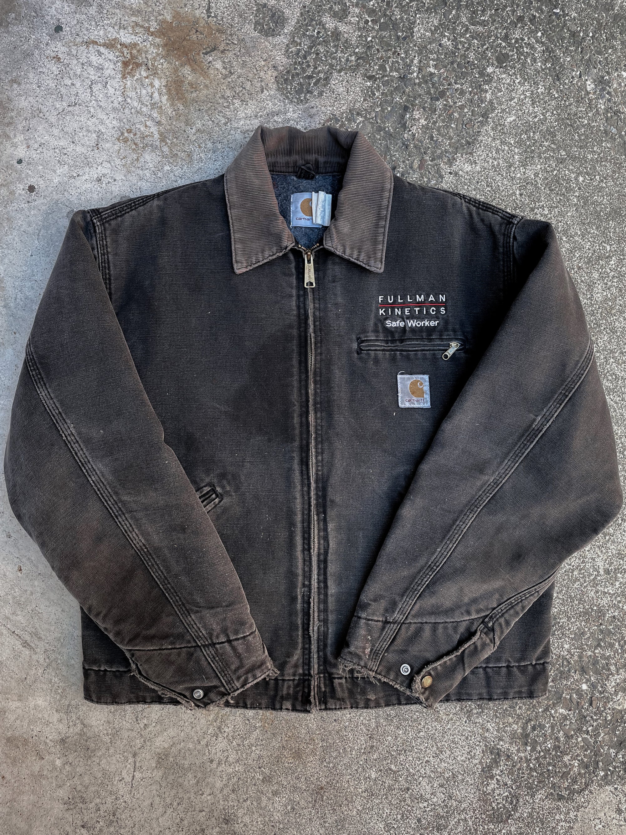 1990s Carhartt Faded Black “Fullman Kinetics” Lined Work Jacket (M)