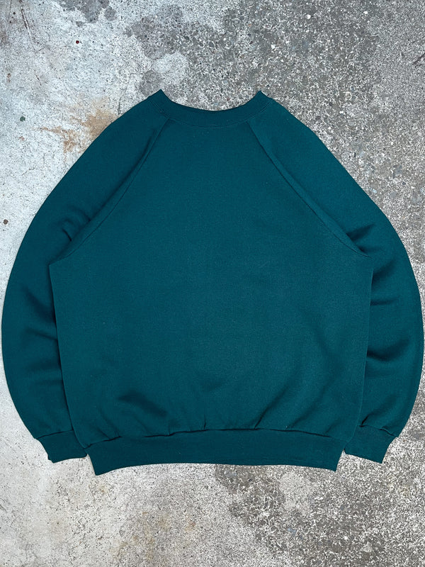 1990s Deep Green Raglan Sweatshirt (XL)