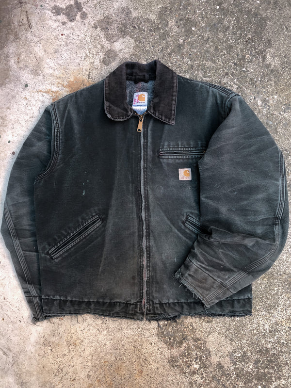 1990s Carhartt Faded Black Lined Work Jacket (M)