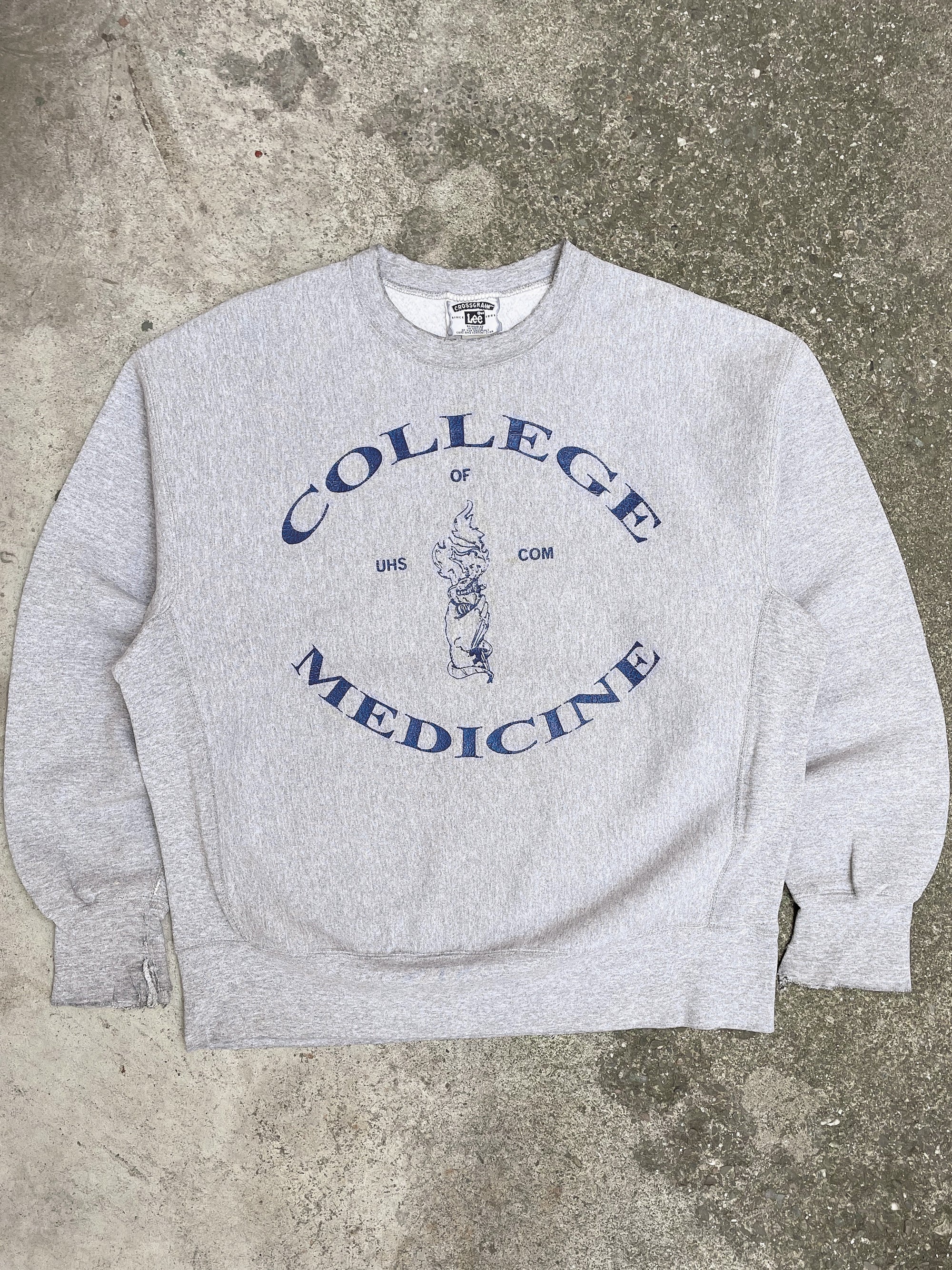 1990s “College of Medicine” Distressed Weave Sweatshirt (XL)