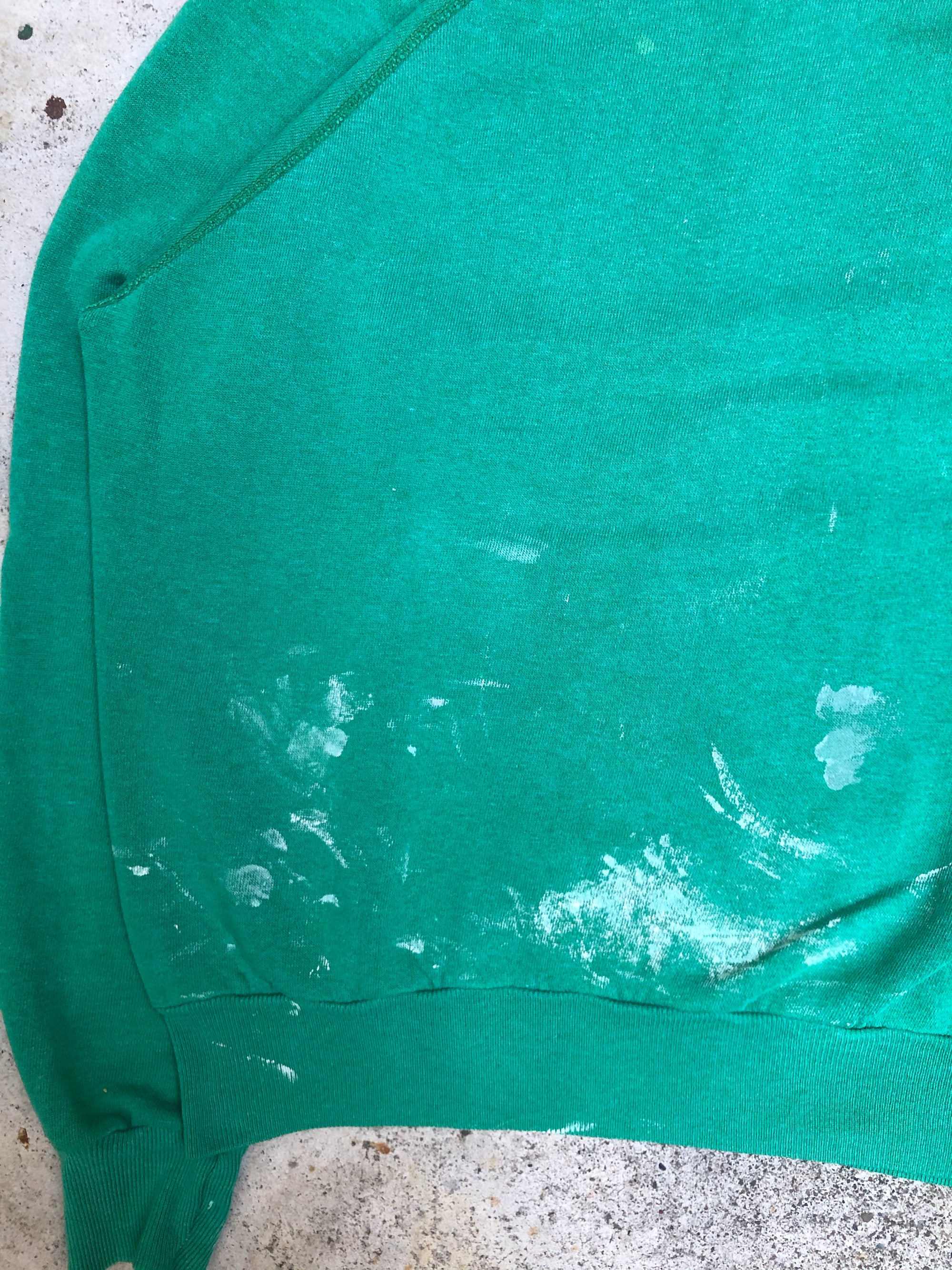 1970s Painted Faded Green Blank Raglan Sweatshirt