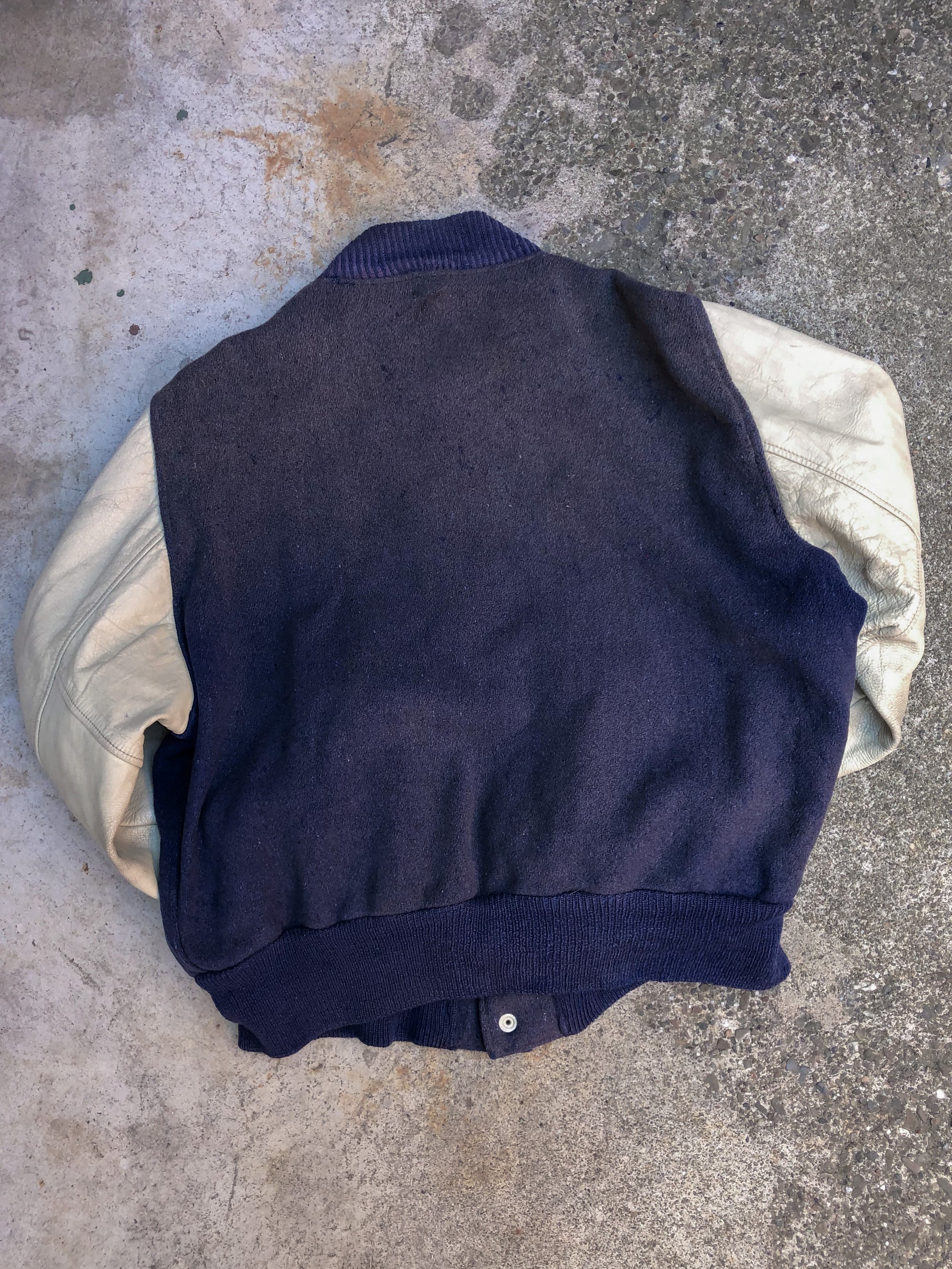 1950s Sun Faded Indigo “St Thomas” Varsity Letterman Jacket