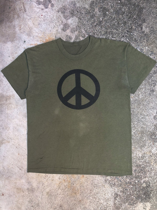 1990s Single Stitched Faded Olive Green “Peace” Tee