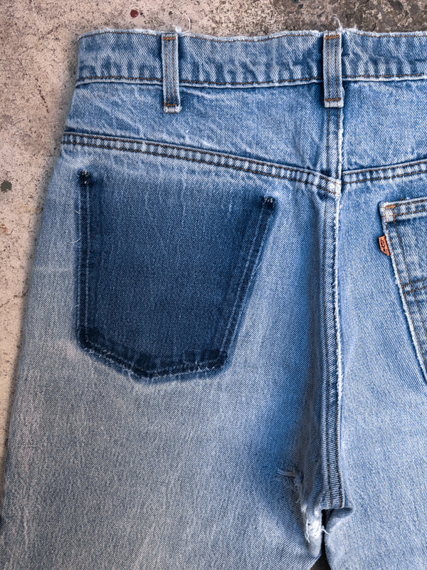 1970s Orange Tab Levis Repaired Faded Blue 519 Removed Pocket (32X29)