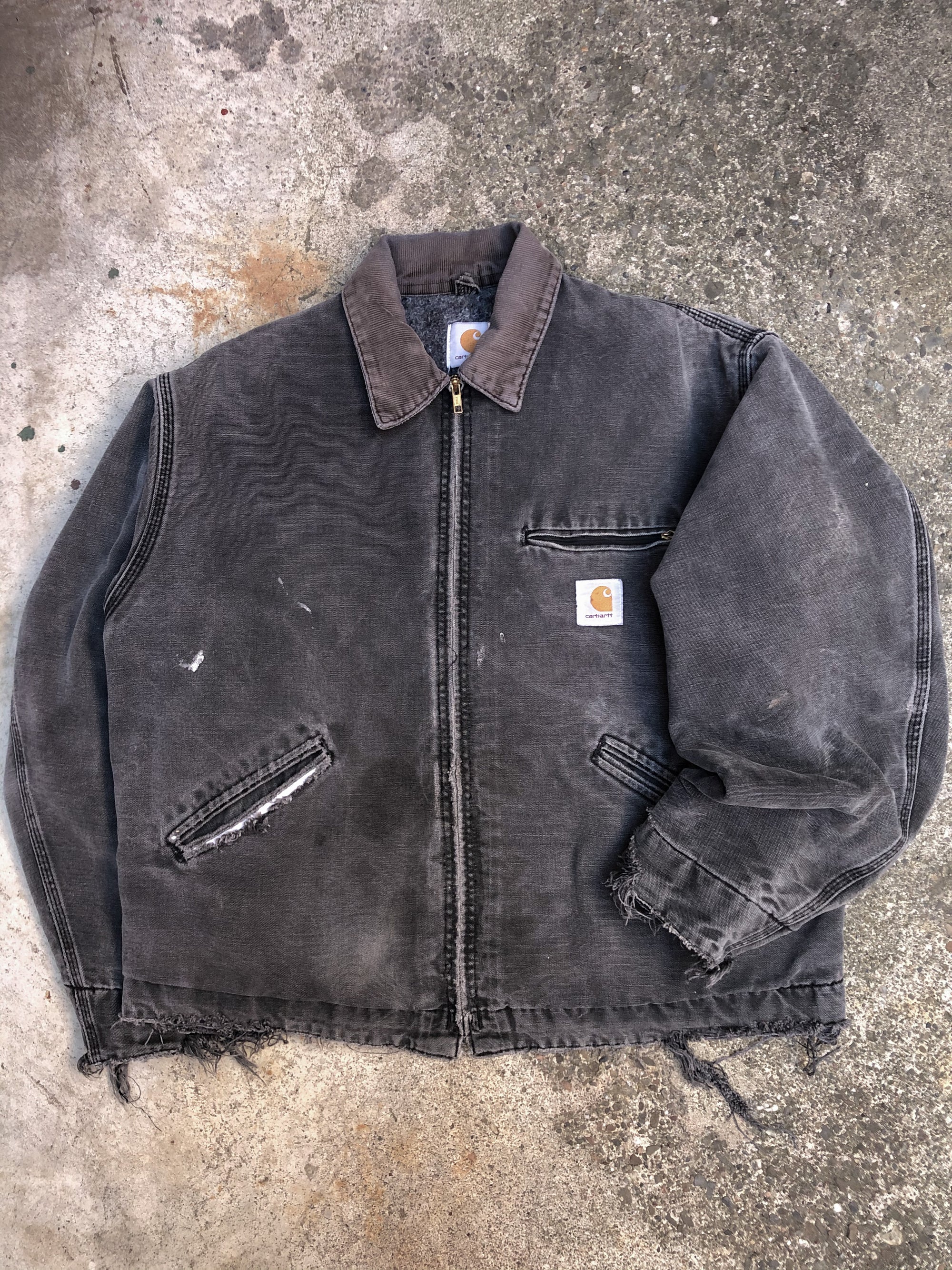 1990s Carhartt Faded Black Lined Work Jacket (L/XL)