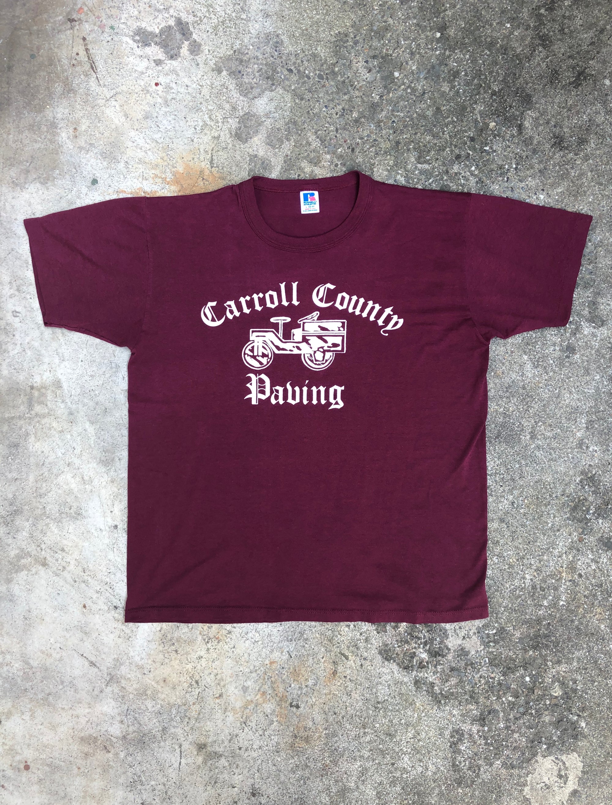 1980s Russell Burgundy "Carroll County Paving" Tee