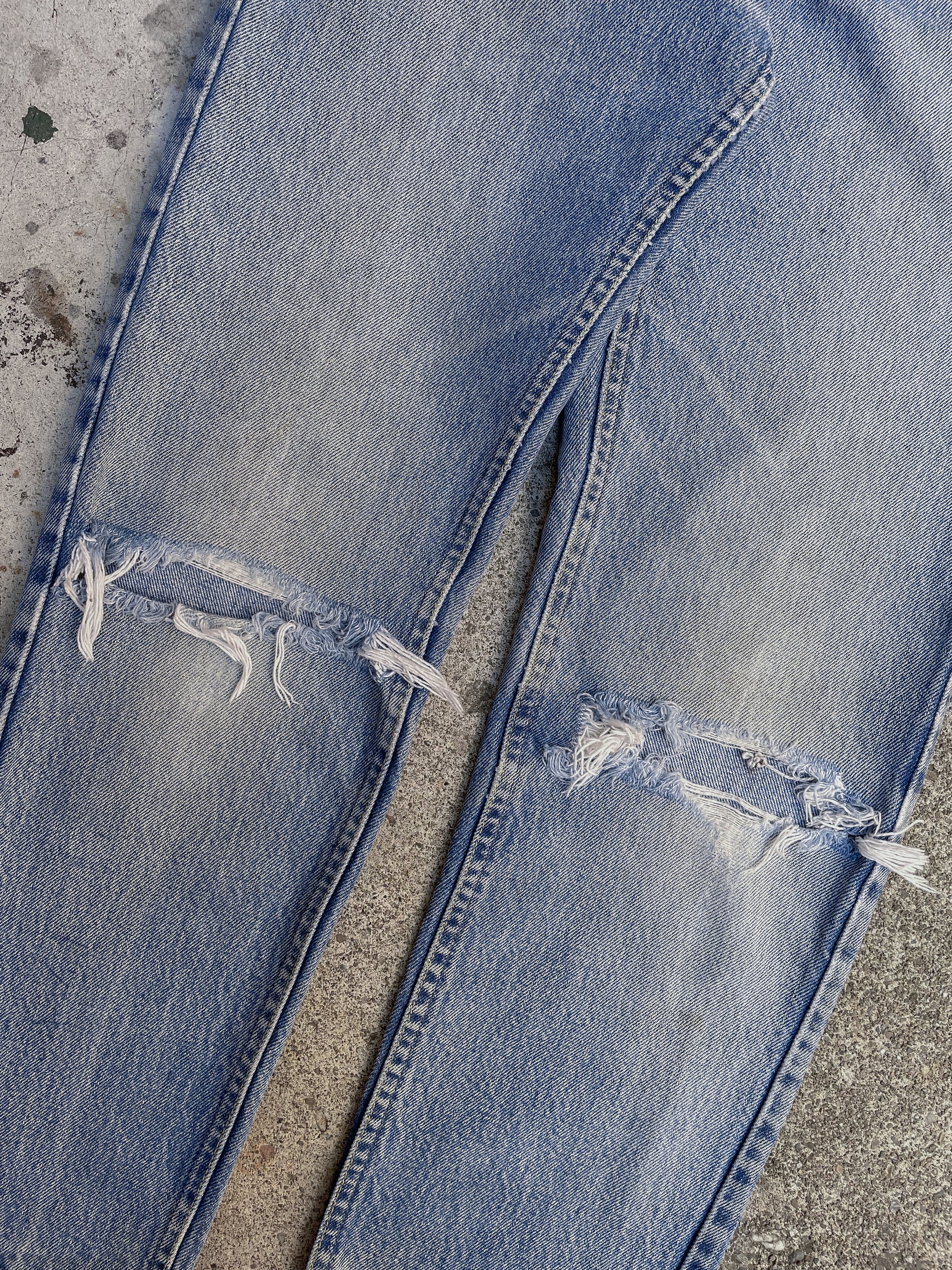 1970s Lee Distressed Faded Blue Talon Zip Denim (28X27)