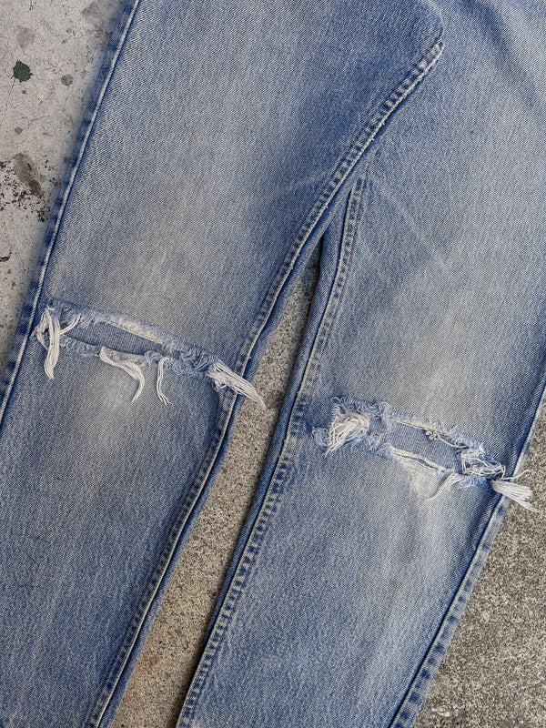 1970s Lee Distressed Faded Blue Talon Zip Denim (28X27)