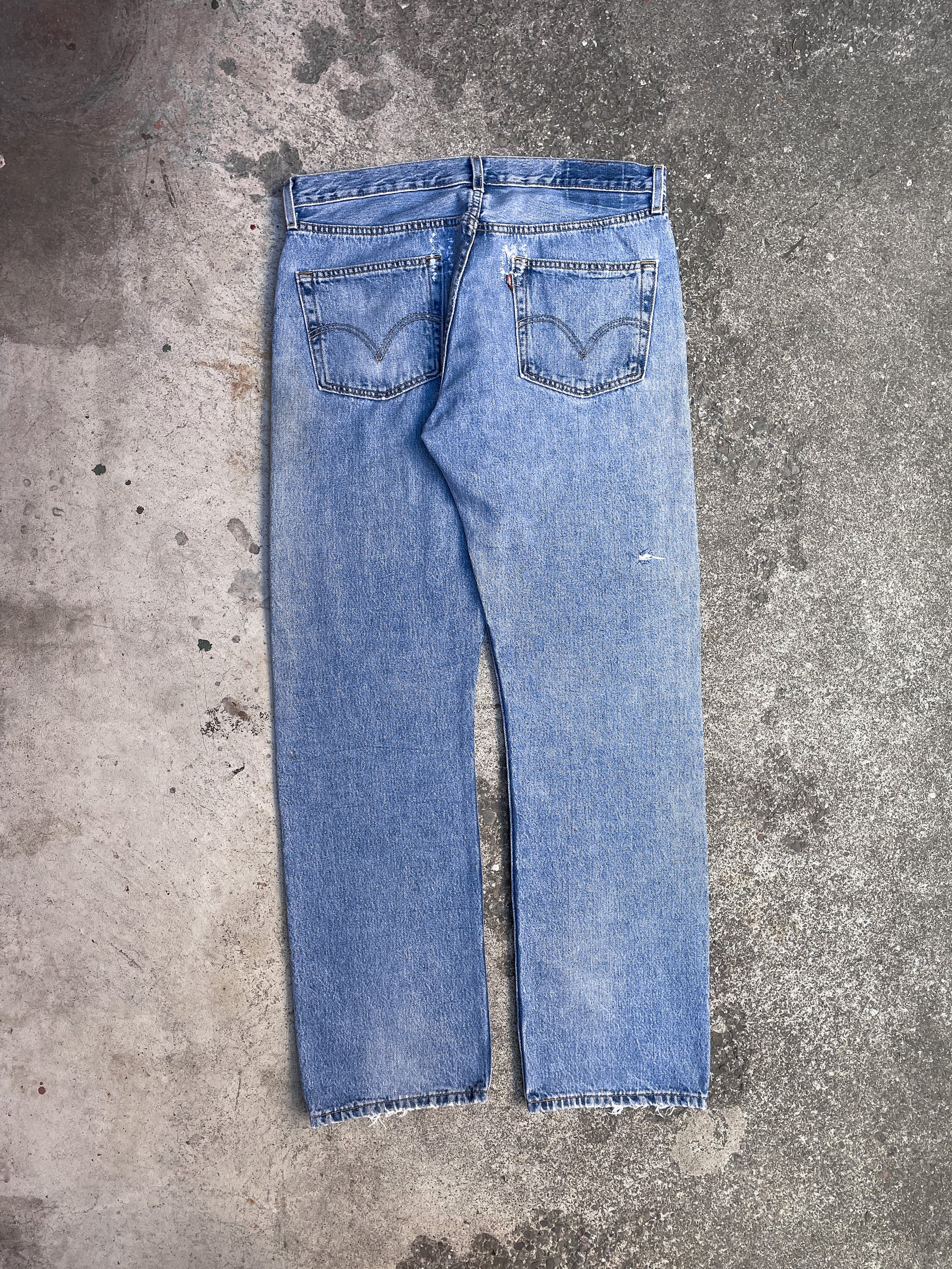 2000s Levi’s Repaired Distressed Blue 501 (34X32)