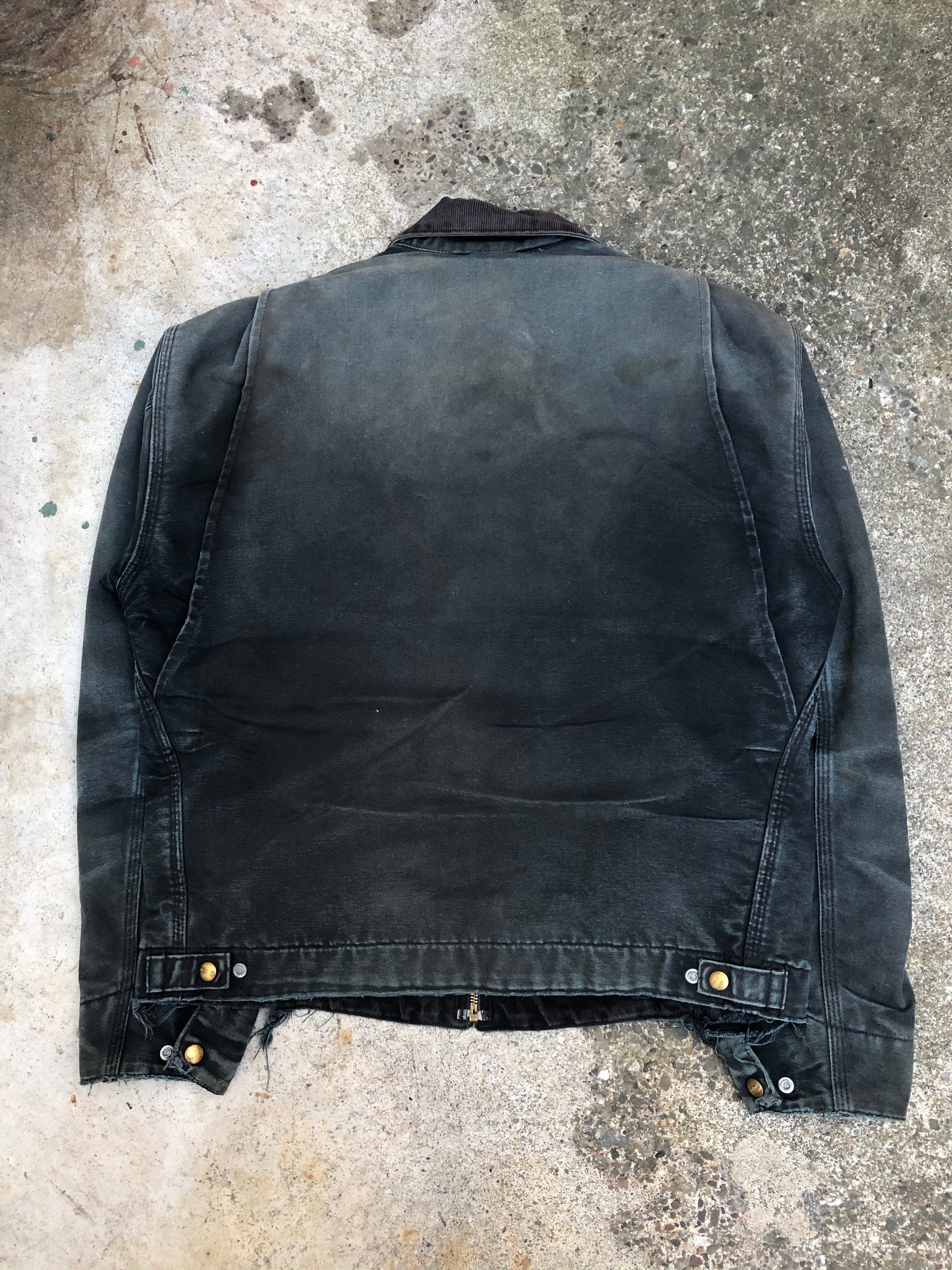 1990s Carhartt Dusty Faded Black Lined Work Jacket (M)