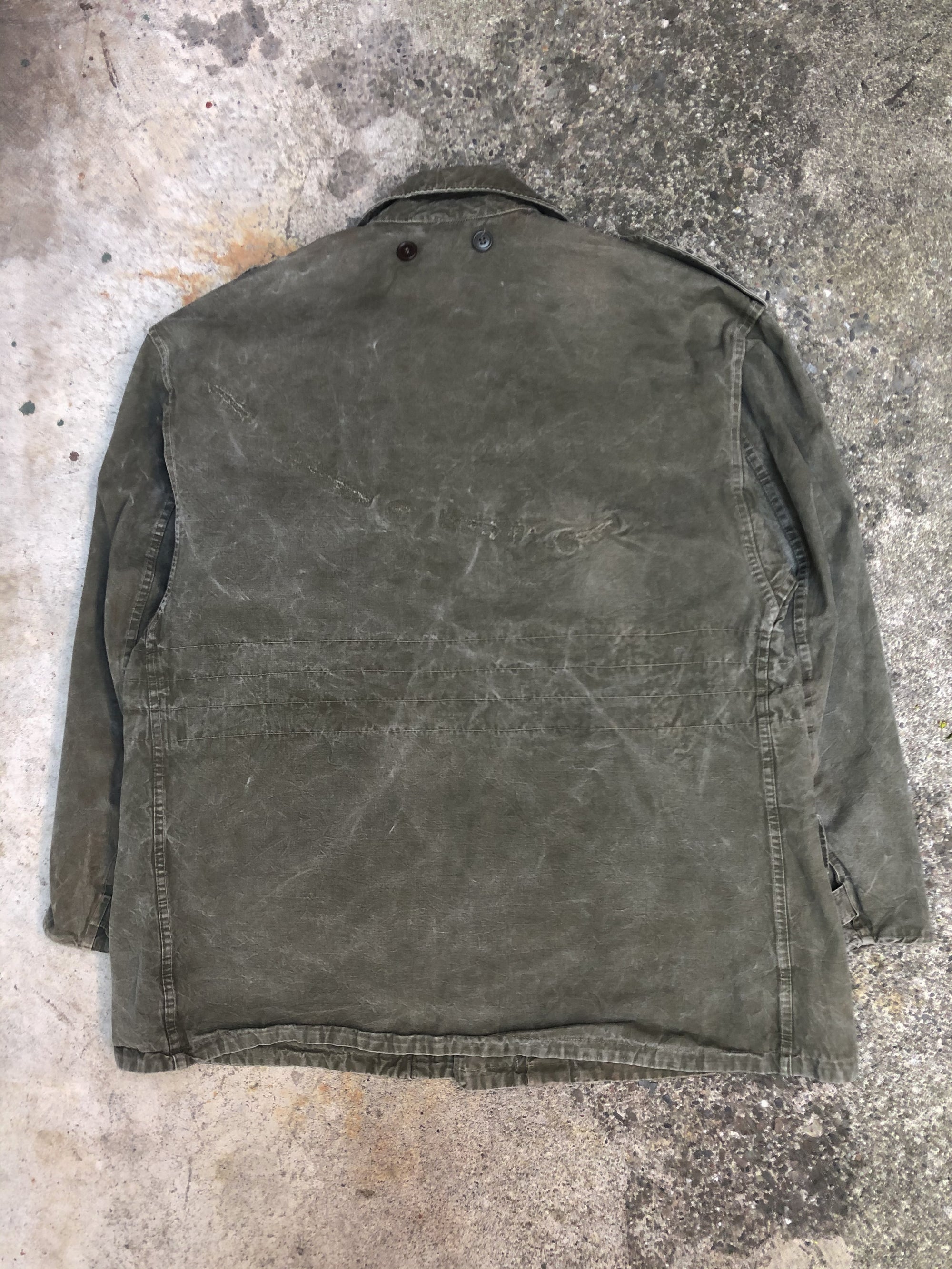 1950s Repaired Faded Green Dutch Military Field Jacket