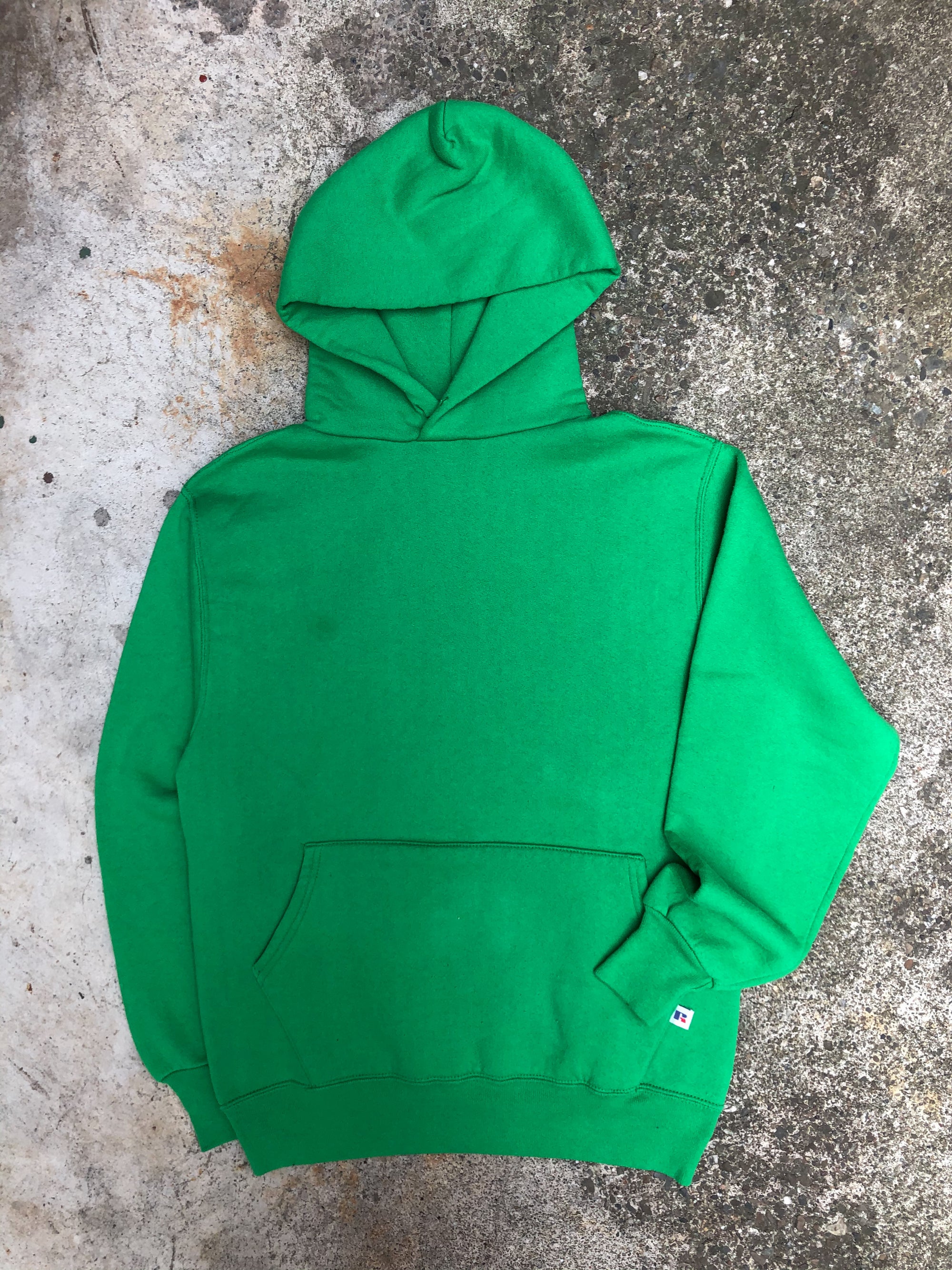 1990s Russell Faded Green Blank Hoodie