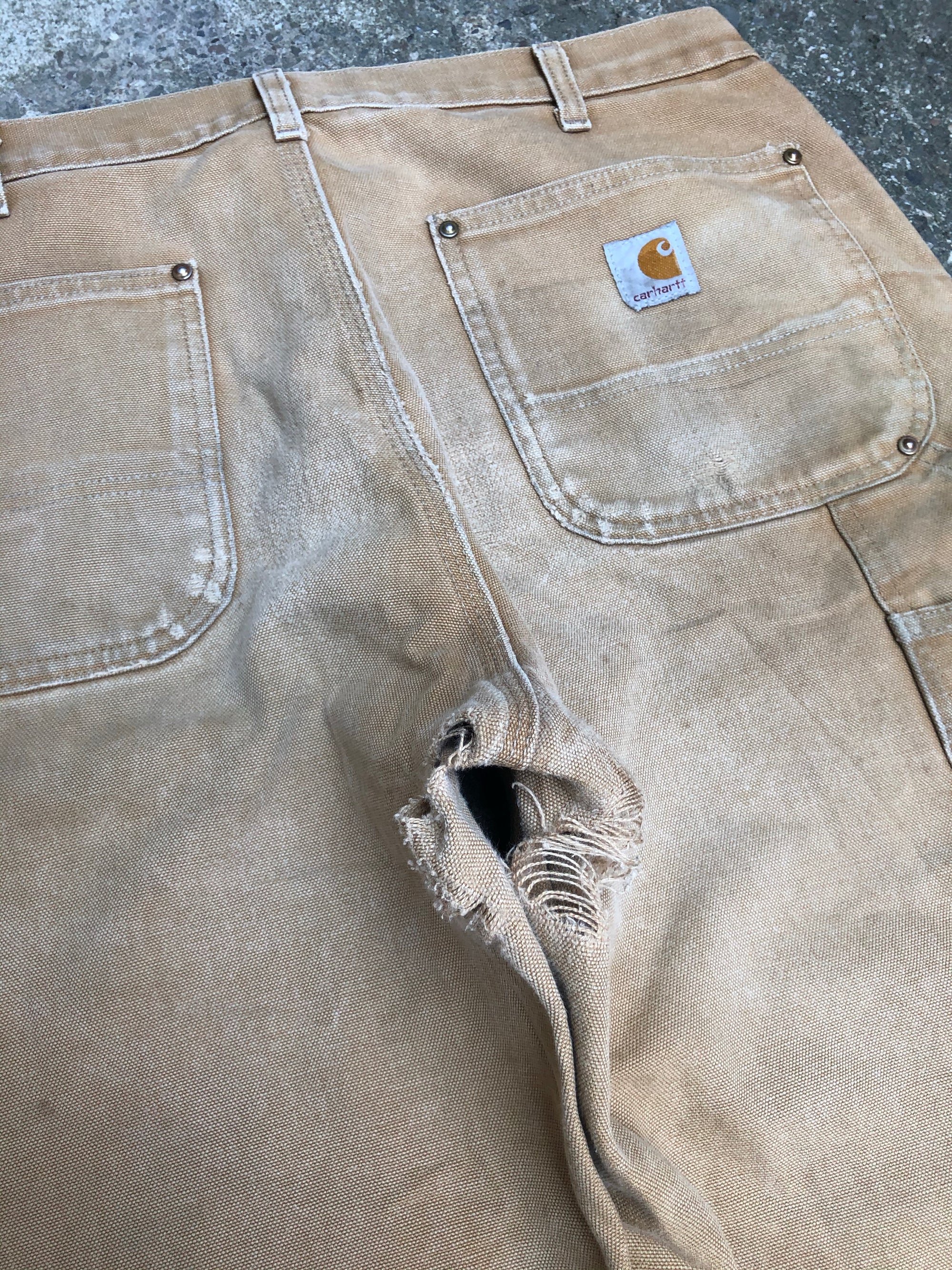 Carhartt B01 Tan Double Front Knee Work Pants (34X33)