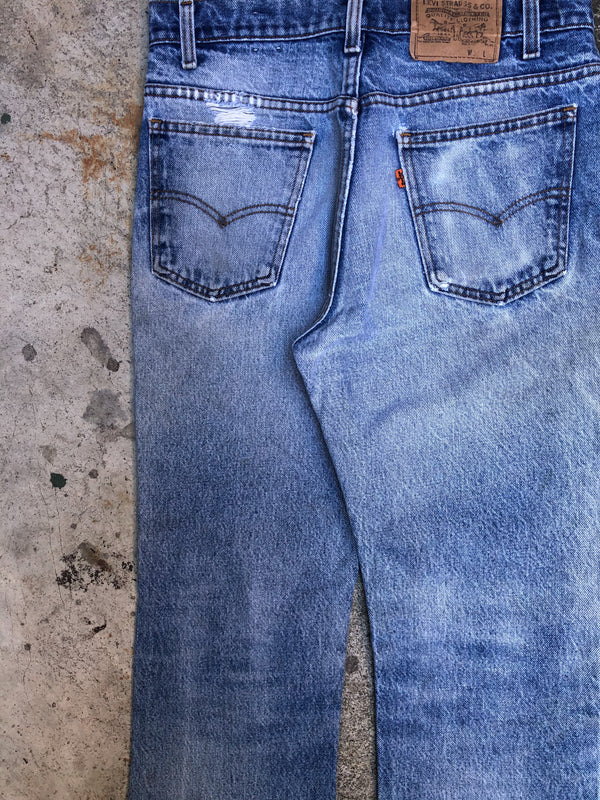 1980s Orange Tab Levis Distressed Blue 517 (31X32)