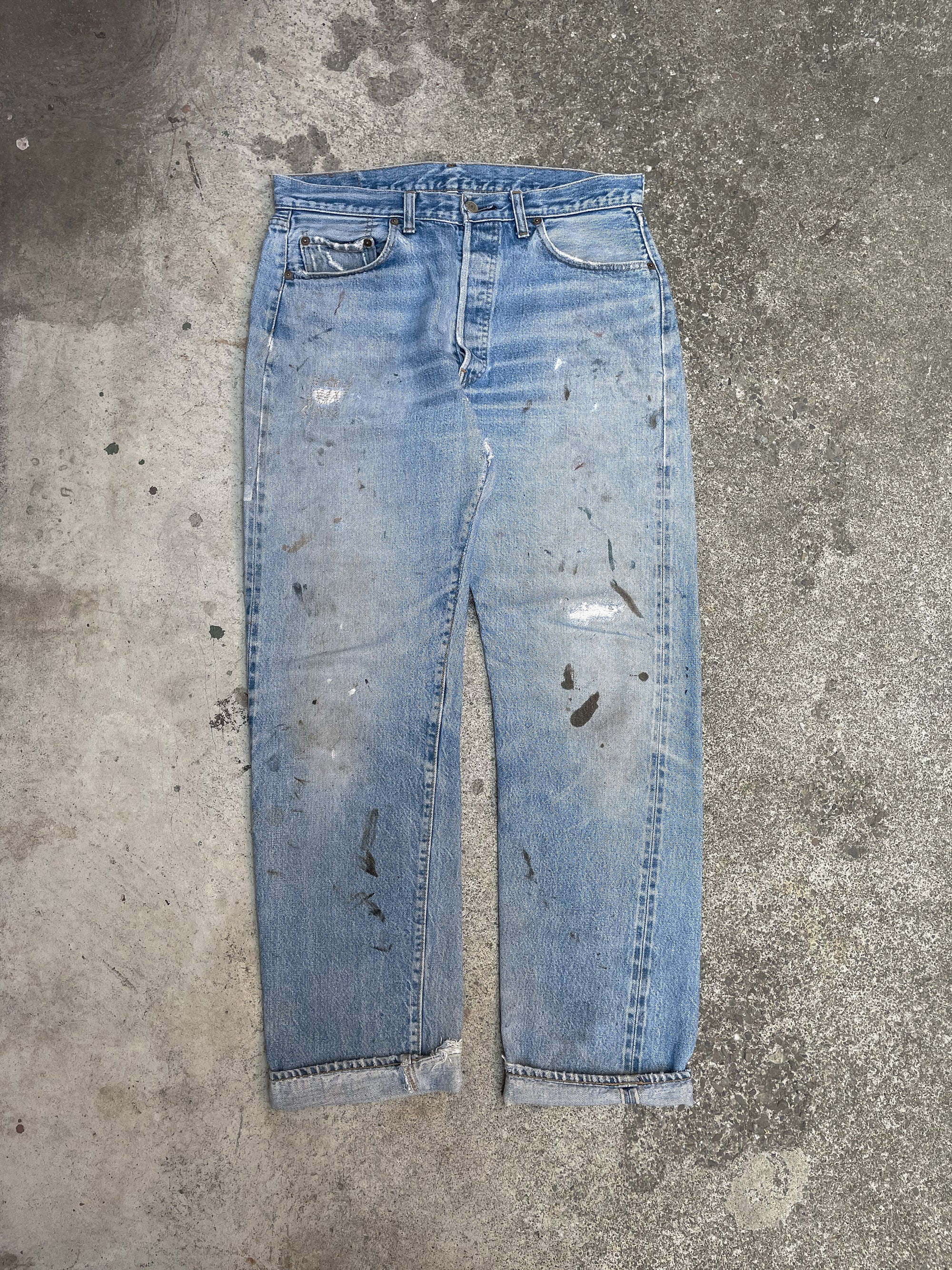 1970s Levi’s Repaired Faded Blue 501 Selvedge (33X31)