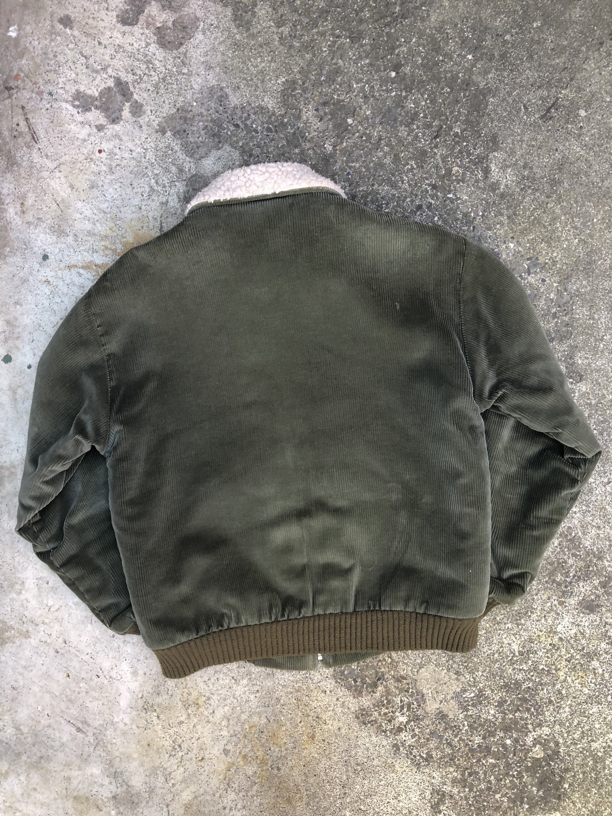 1980s Faded Green Corduroy Sherpa Lined Jacket