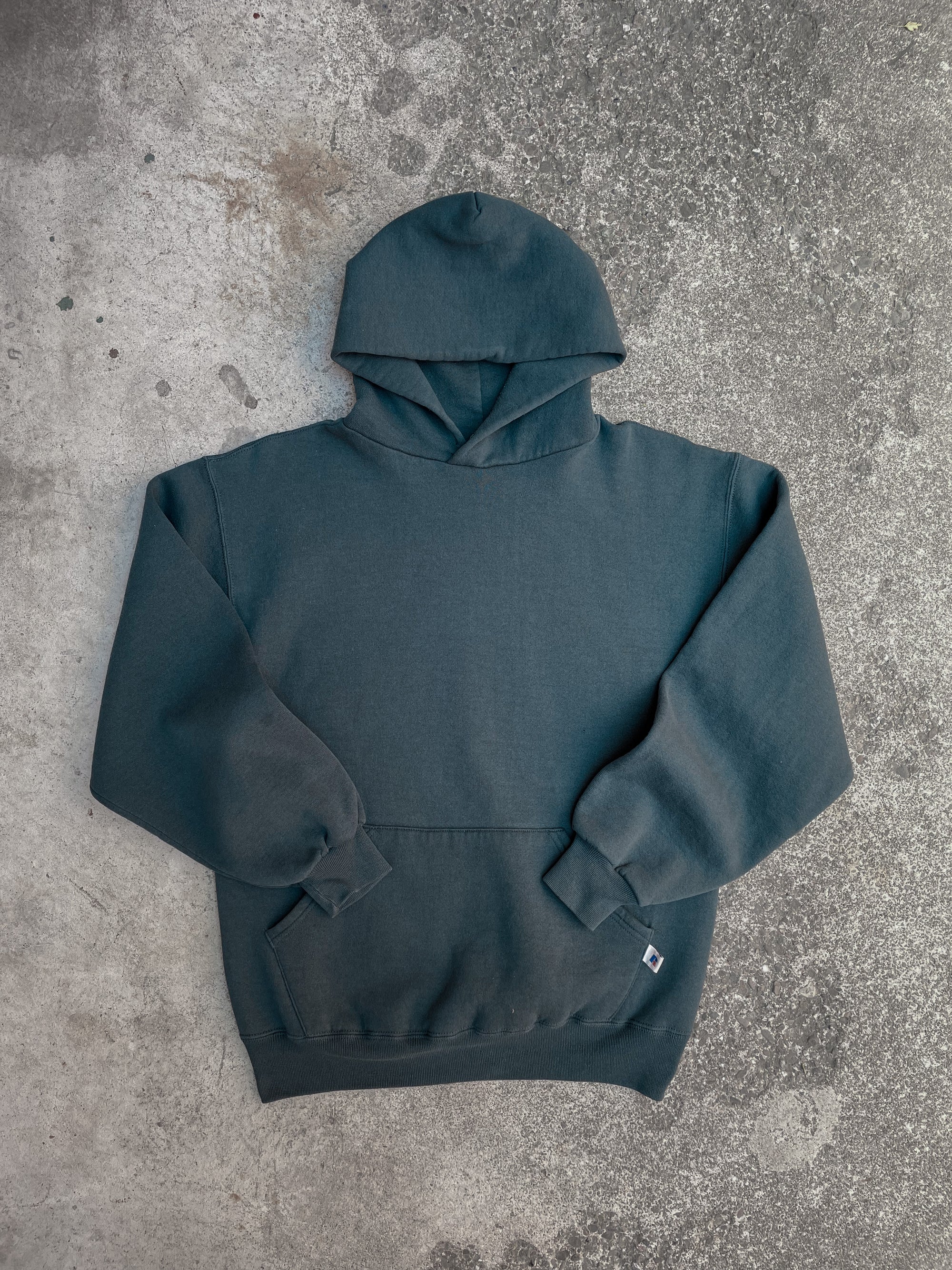 1990s Russell Dark Sea Foam Blank Hoodie