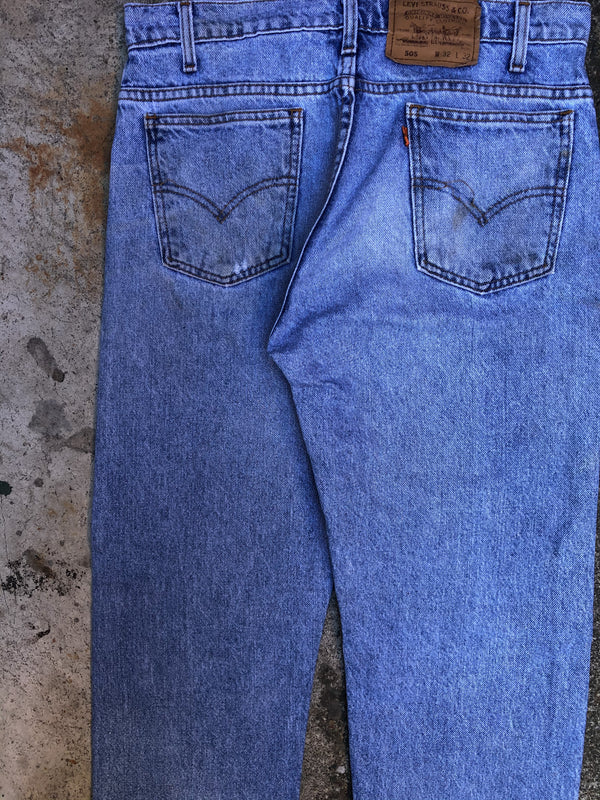 1990s Orange Tab Levis Mid Stone Wash Blue 505 (31X31)