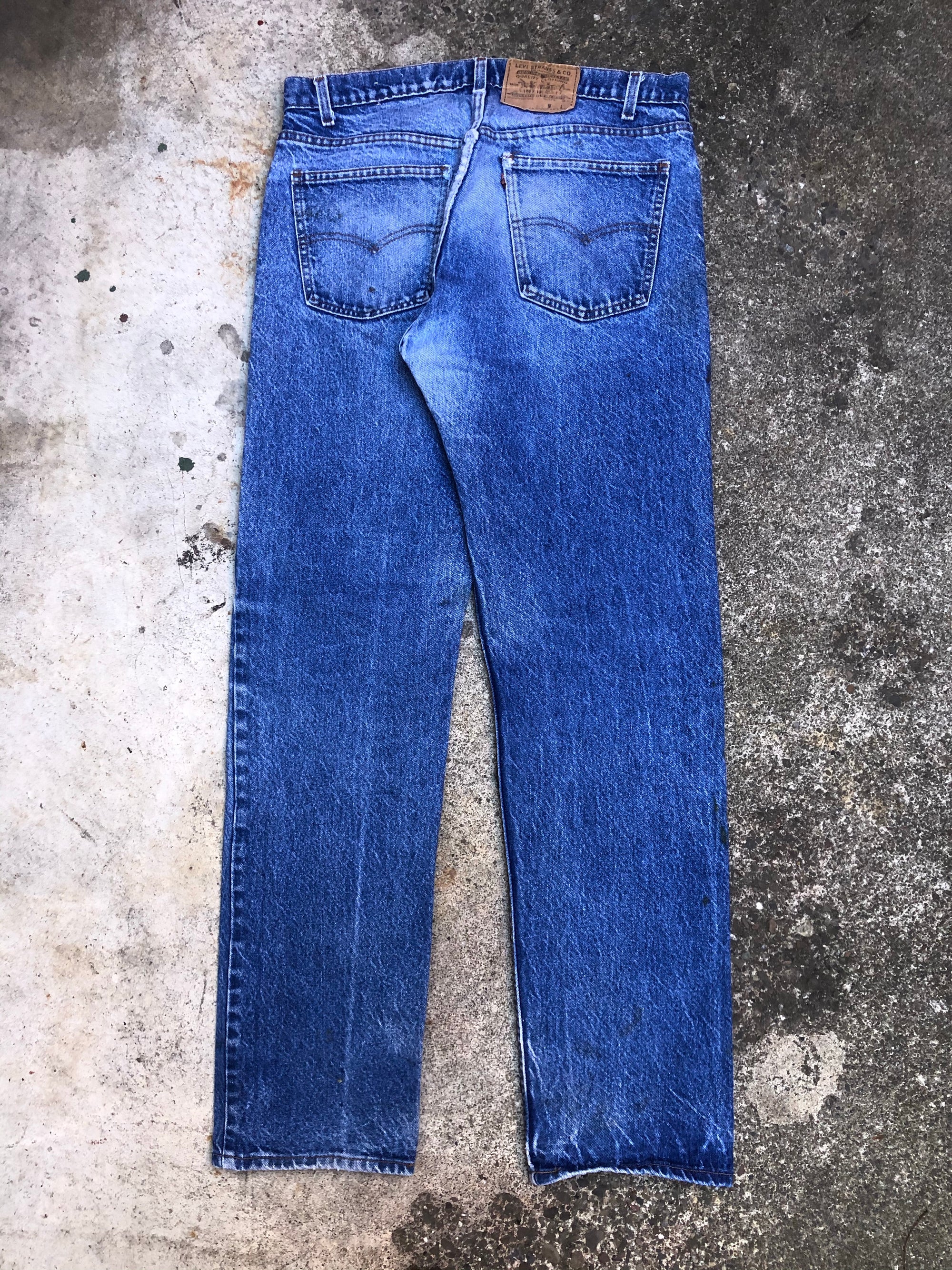 1980s Orange Tab Levis Painted Blue 505 (34X32)