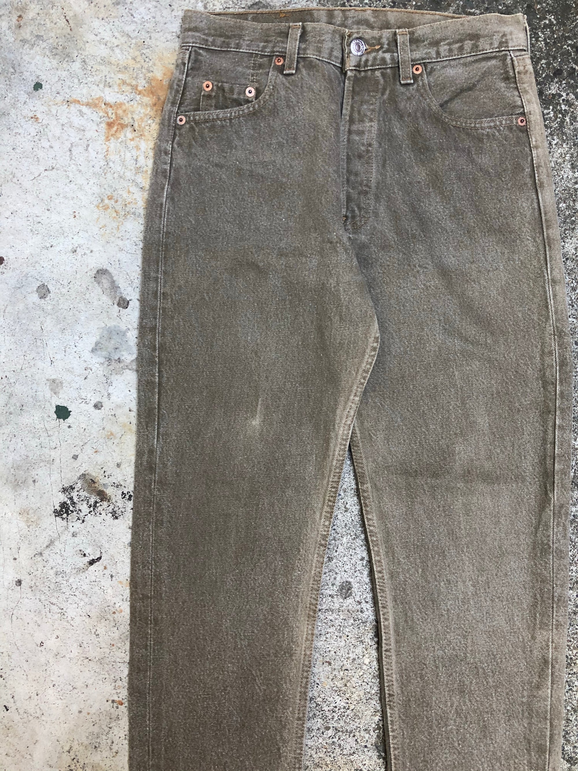 1990s Levis Dusty Brown 501 Split Released Hem (28X27)