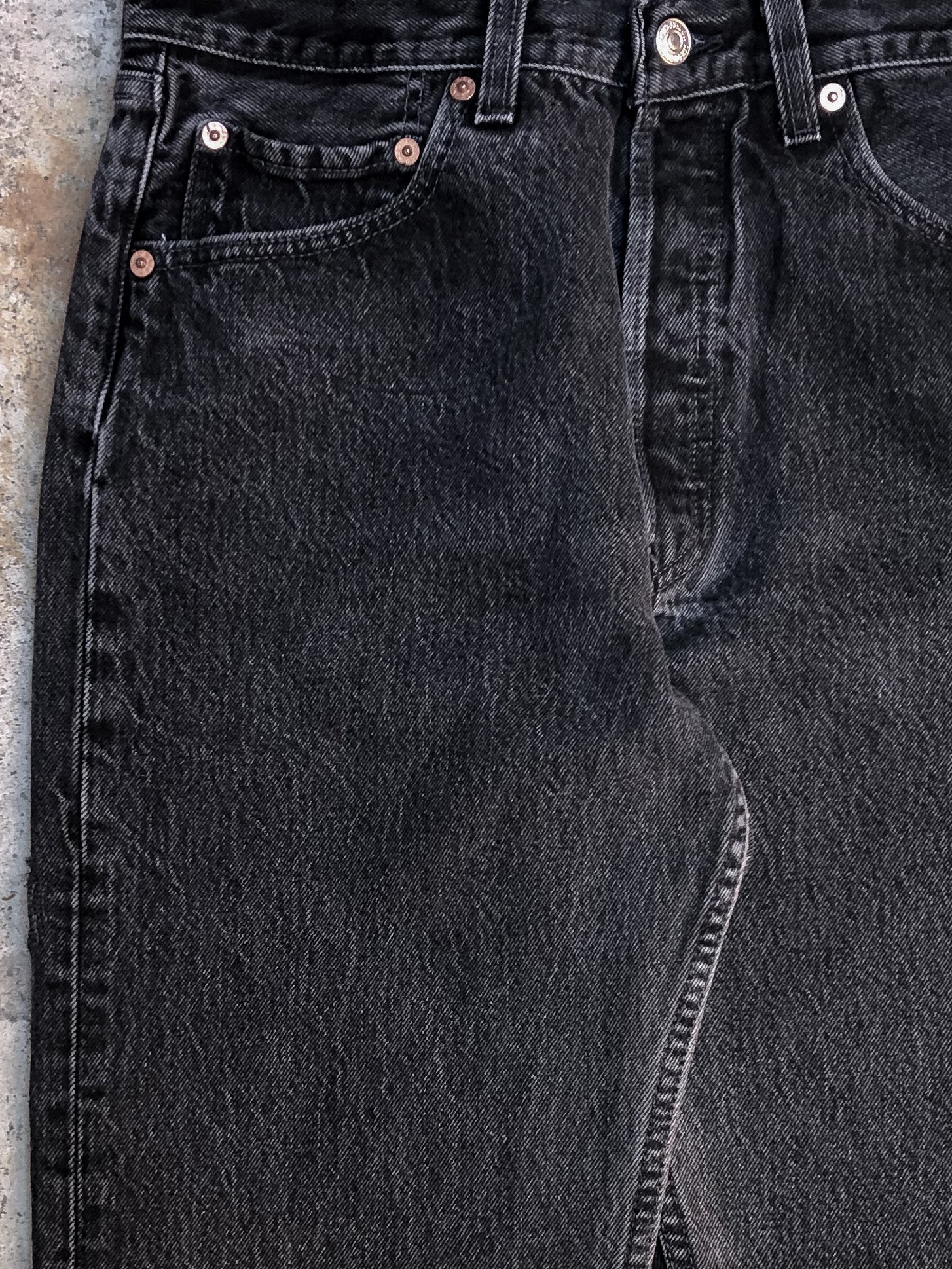 1990s Levis Faded Black 501 Released Hem (30X30)