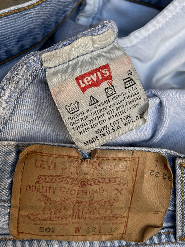 1990s Levi’s Repaired Faded Blue 501 Released Hem (29X31)